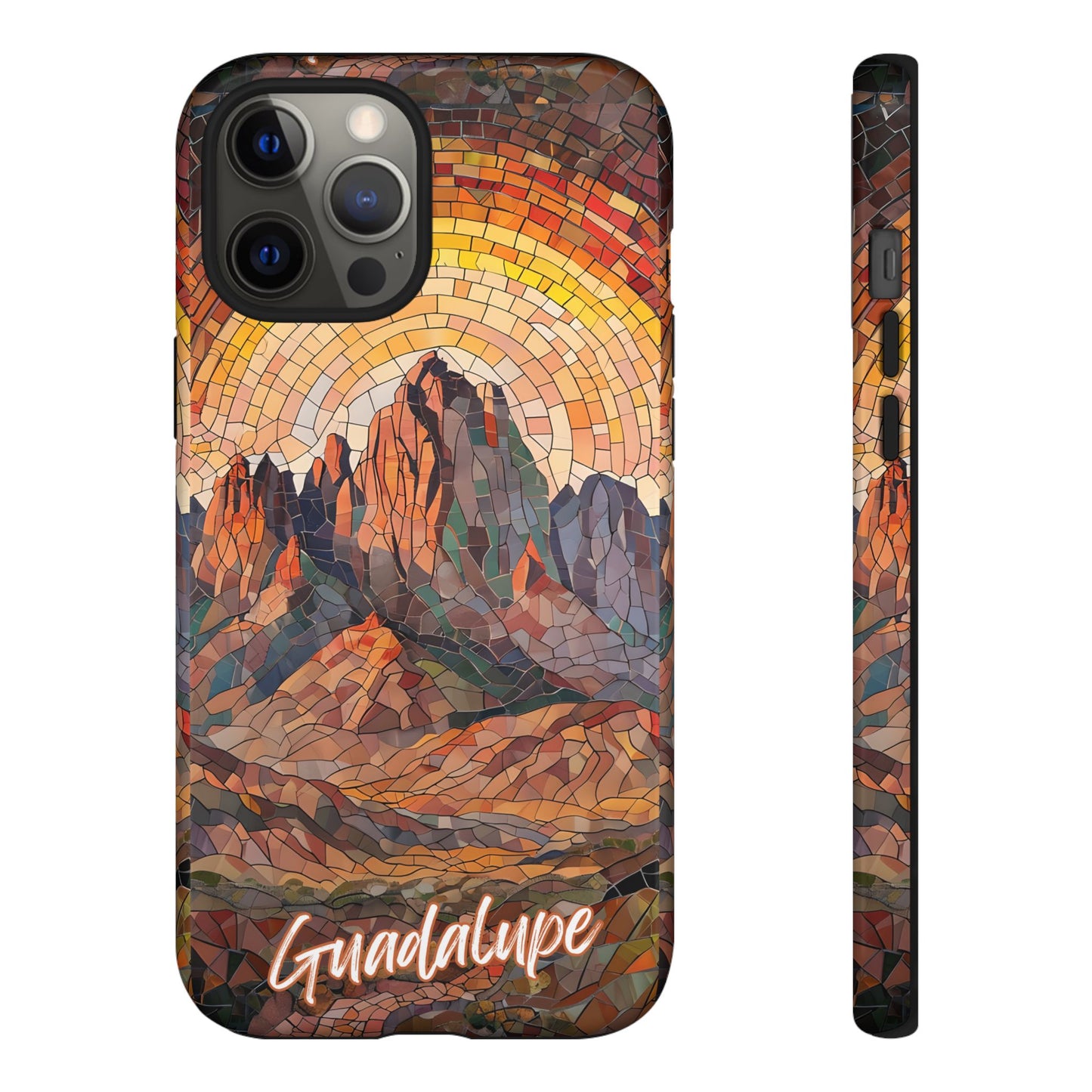 Guadalupe Mountains Mosaic Tough Phone Case, Scenic Mountain Art, National Park Aesthetic, Compatible with iPhone, Galaxy, and Google Phones