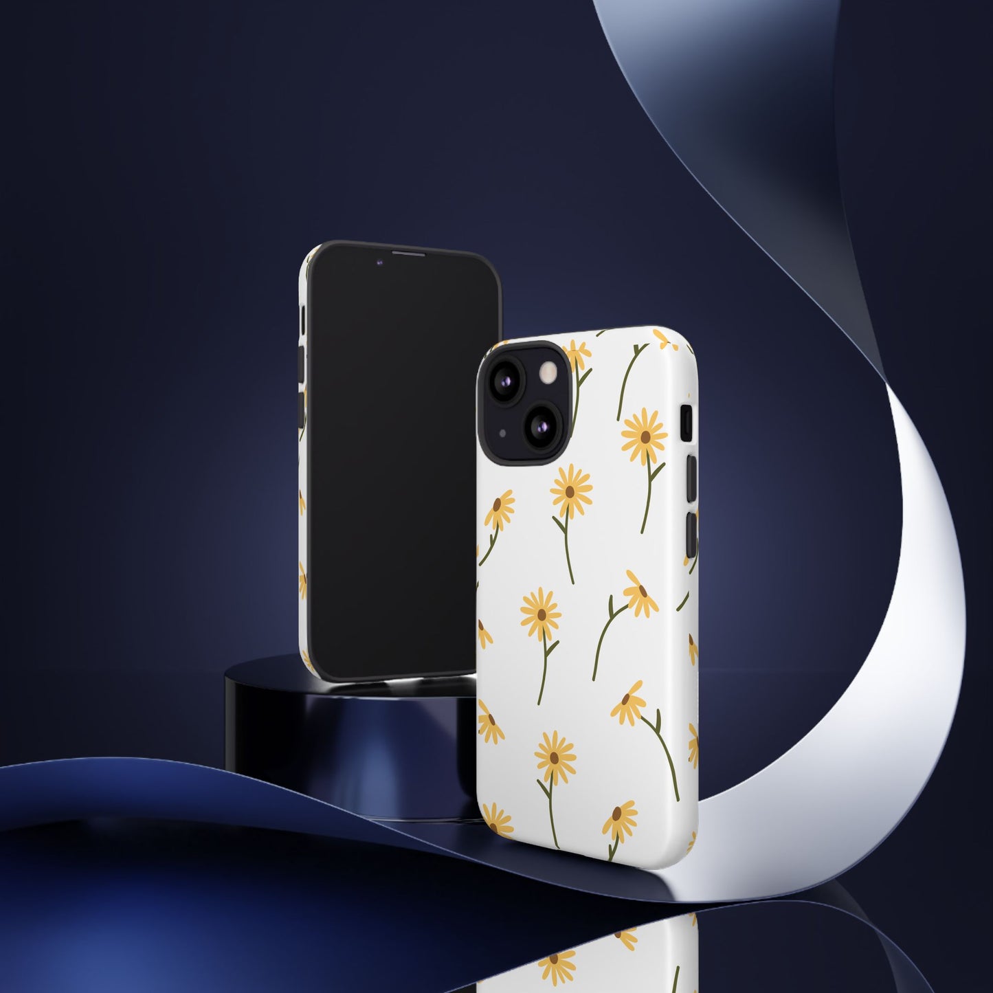 Sunflower Floral Tough Phone Case - Minimal Daisy-Inspired Print, Simple Botanical Aesthetic, Compatible with iPhone, Galaxy, and Google