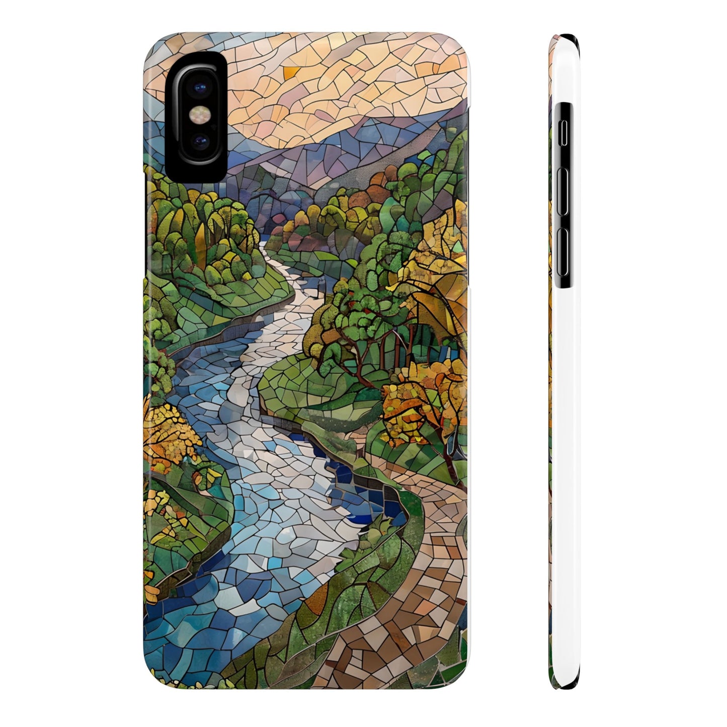Cuyahoga Valley Mosaic Slim Phone Case, Midwest Forest Art, Scenic Nature Aesthetic, Unique Gift for Nature Lovers