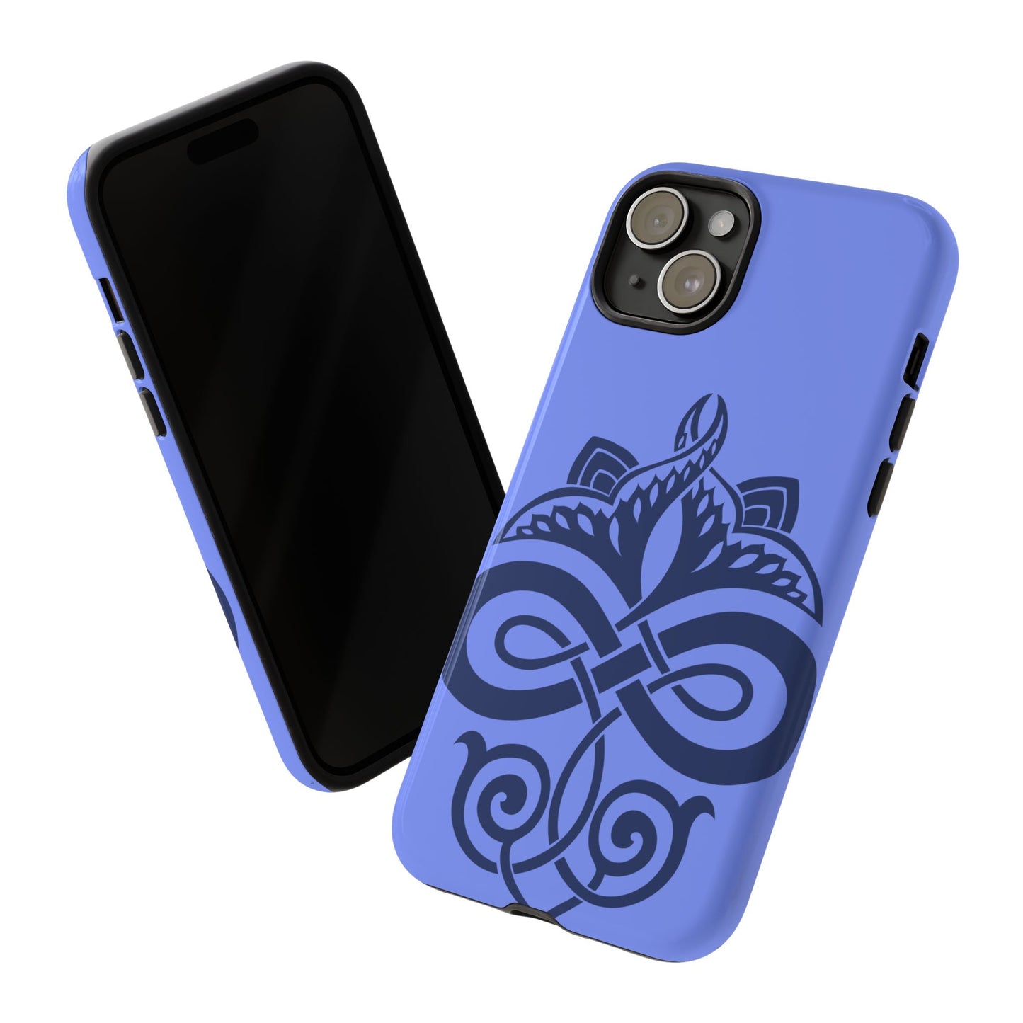 Tough Case Celtic Knot Blue Pattern Phone Cover Compatible with iPhone 17, 16, 15, 14, 13, Galaxy, Google Irish Heritage Art Design