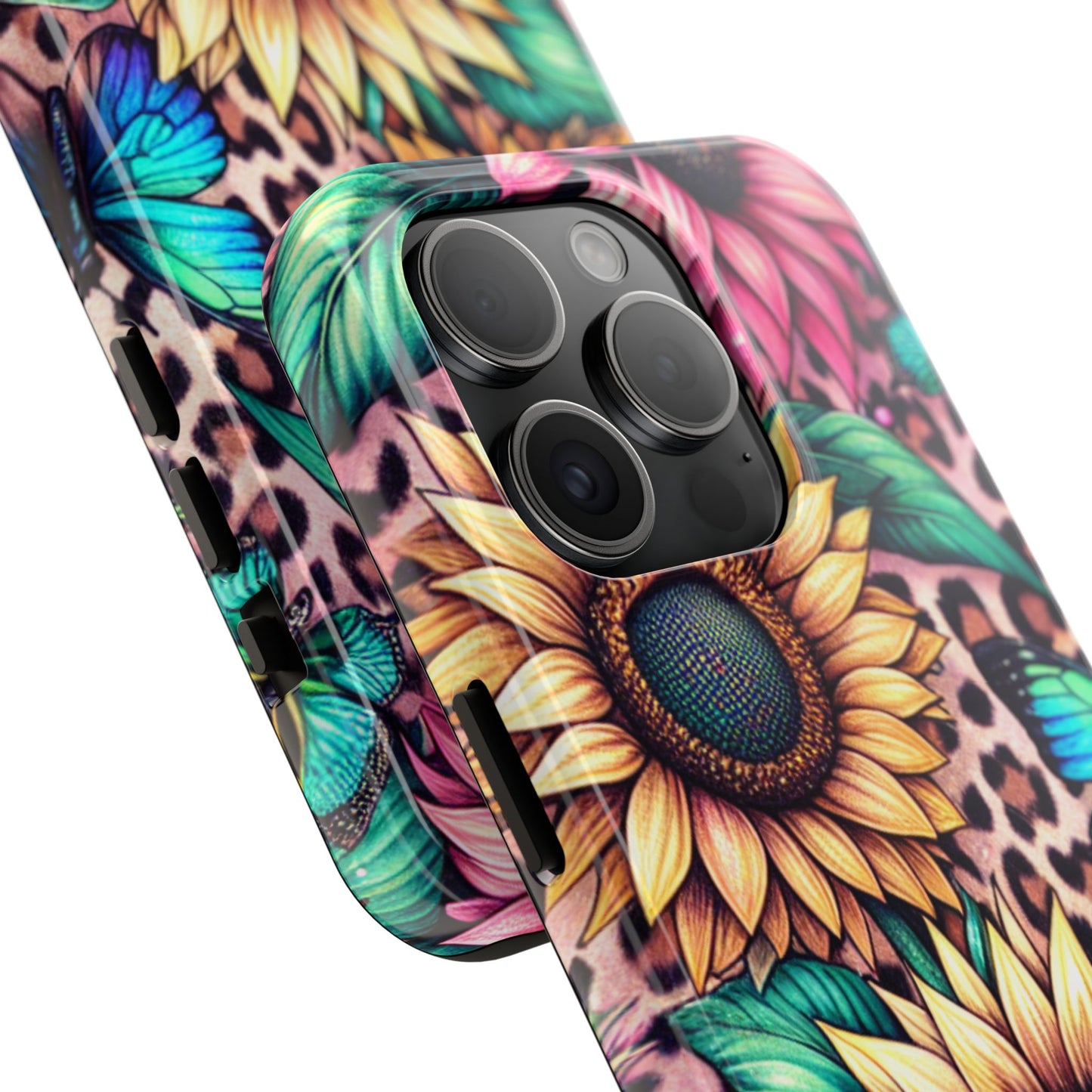 Stained Glass Sunflower Phone Case - Tough  and Aesthetic Floral Butterfly Design - iPhone and Samsung Galaxy Cover, Protective & Stylish