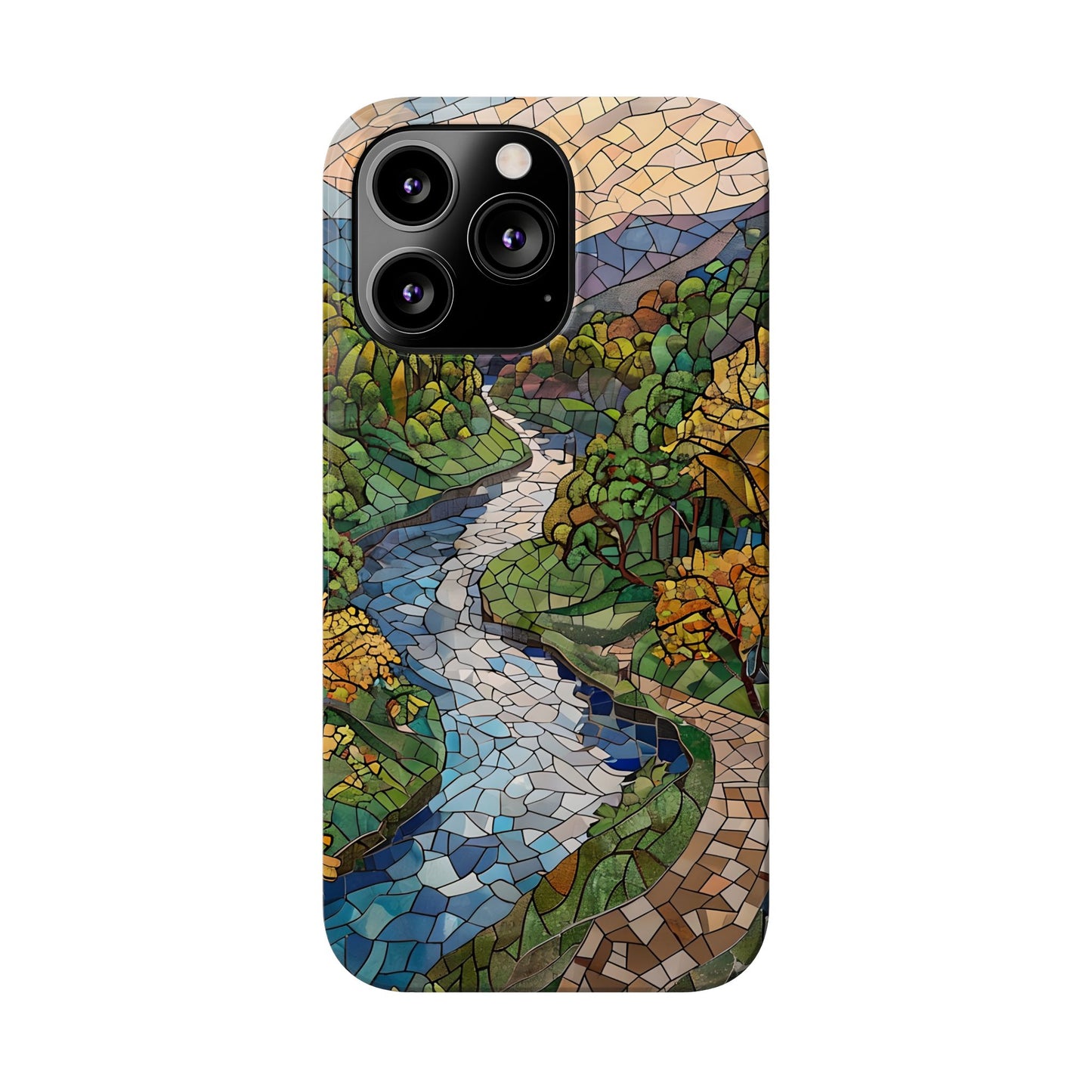 Cuyahoga Valley Mosaic Slim Phone Case, Midwest Forest Art, Scenic Nature Aesthetic, Unique Gift for Nature Lovers