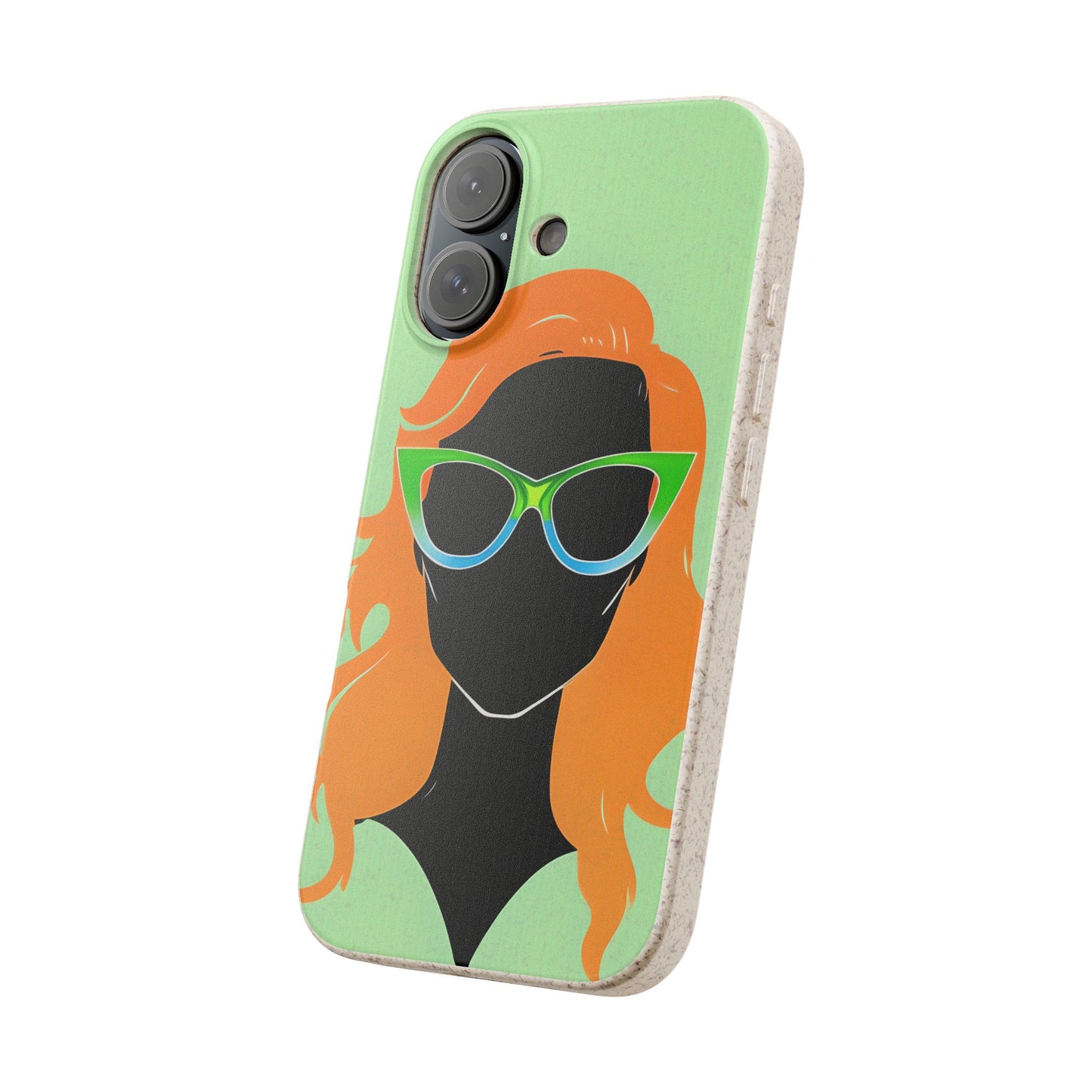 Ginger Woman Biodegradable Phone Case, Irish Green Sunglasses Portrait, St Patricks Day Redhead Art Cover Compatible with iPhone