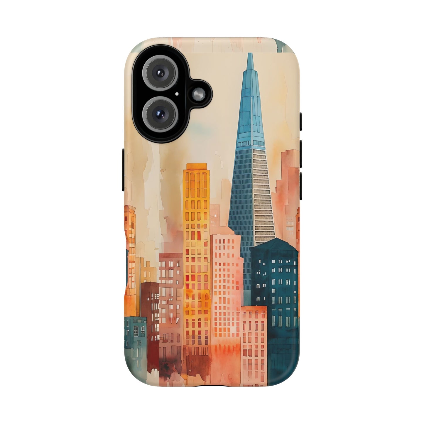 San Francisco Cityscape Tough Phone Case - Tropical Skyline Aesthetic, Sunset Beach Urban Art, Compatible with iPhone, Galaxy, and Google