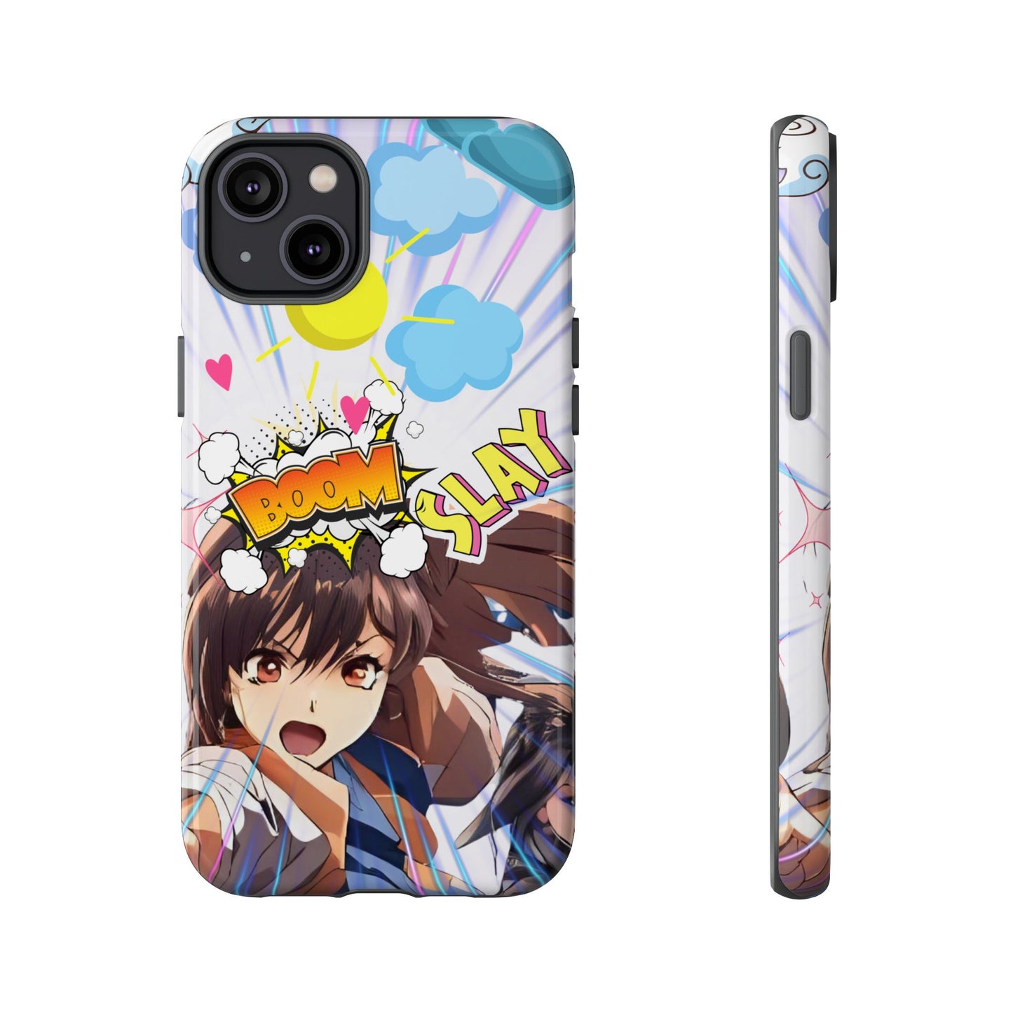 Anime Warrior Girl Tough Phone Case, Japanese Action Anime Aesthetic, Bold Heroine Design, Compatible with iPhone, Galaxy, and Google Phones