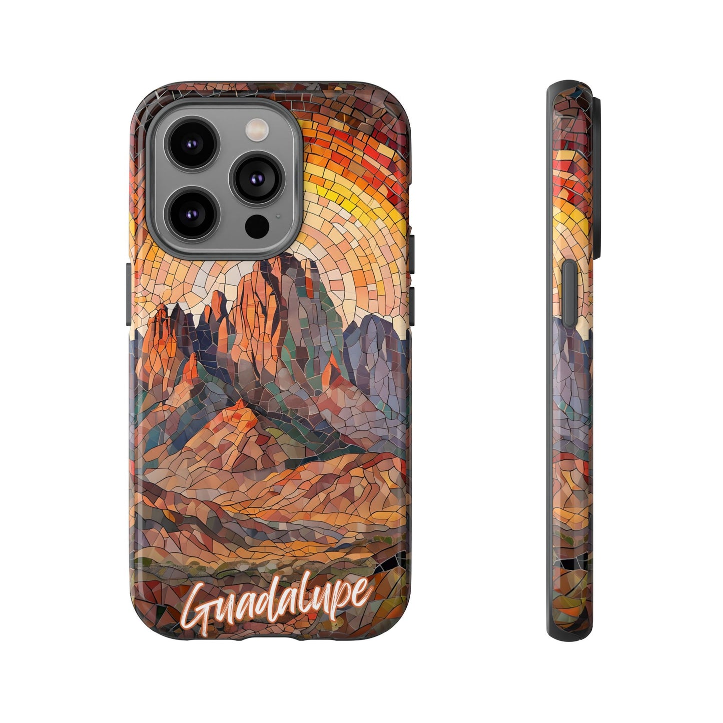 Guadalupe Mountains Mosaic Tough Phone Case, Scenic Mountain Art, National Park Aesthetic, Compatible with iPhone, Galaxy, and Google Phones