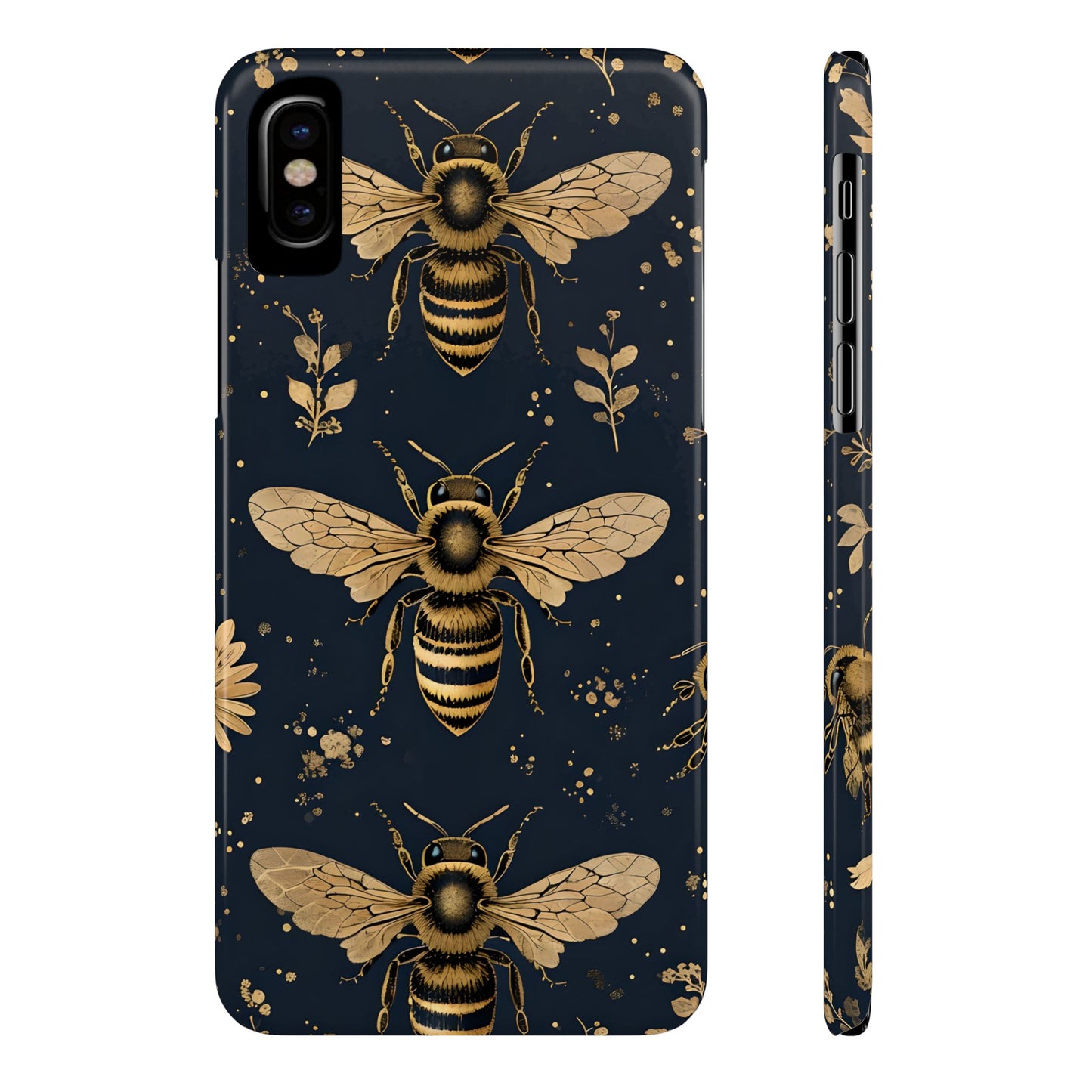 Golden Bee Slim Phone Case | Nature Lover Gift | Floral Print Design | Eco-Friendly Accessory | Ideal for Birthdays, Holidays