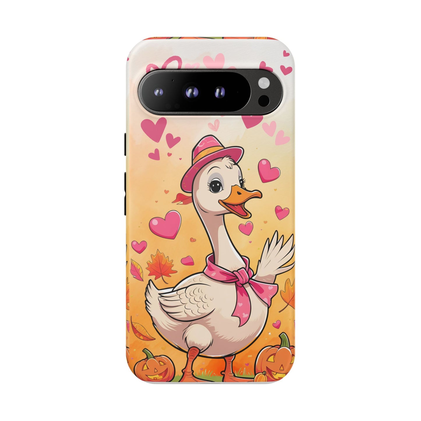 Summerween Silly Goose Phone Case, Coquette Halloween Phone Cover, Cozy Cute Halloween Aesthetic Case, Pink Hearts Fall Glam Girl Accessory