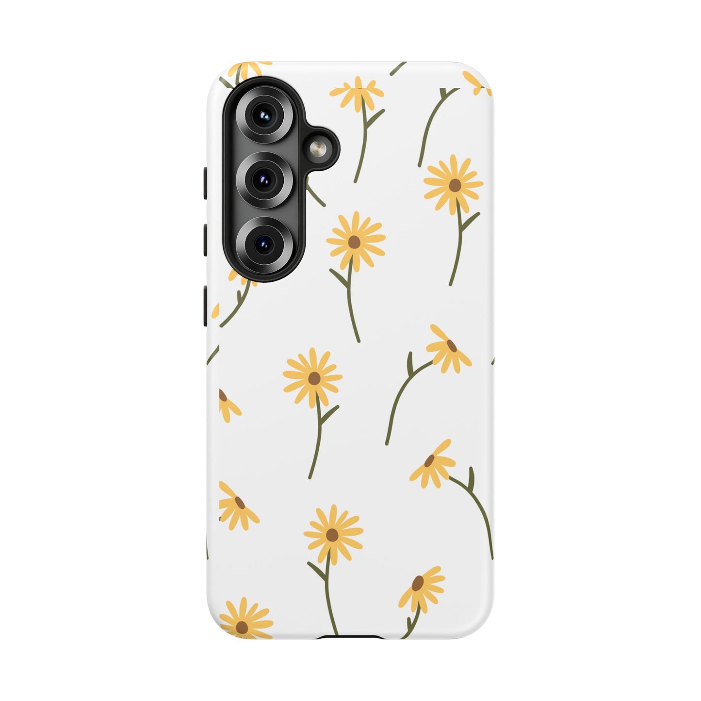 Sunflower Floral Tough Phone Case - Minimal Daisy-Inspired Print, Simple Botanical Aesthetic, Compatible with iPhone, Galaxy, and Google