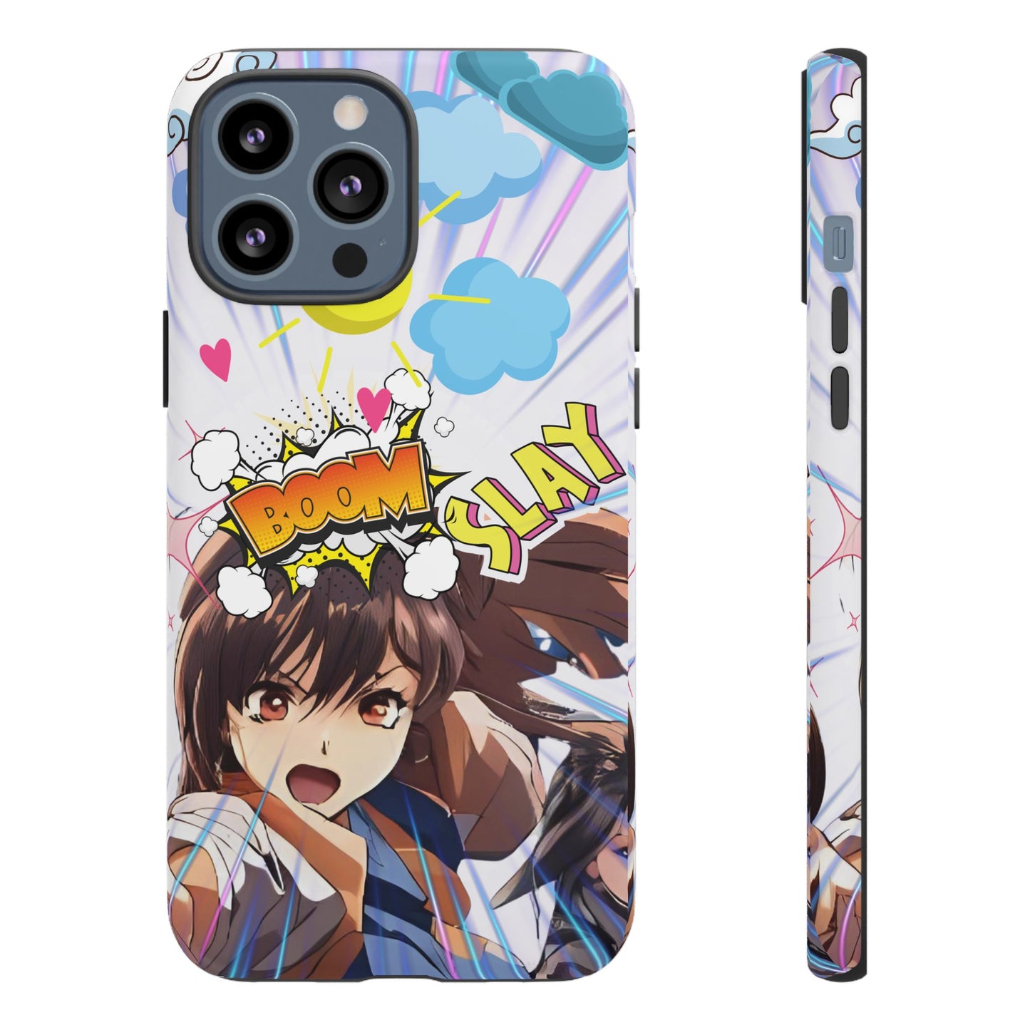 Anime Warrior Girl Tough Phone Case, Japanese Action Anime Aesthetic, Bold Heroine Design, Compatible with iPhone, Galaxy, and Google Phones