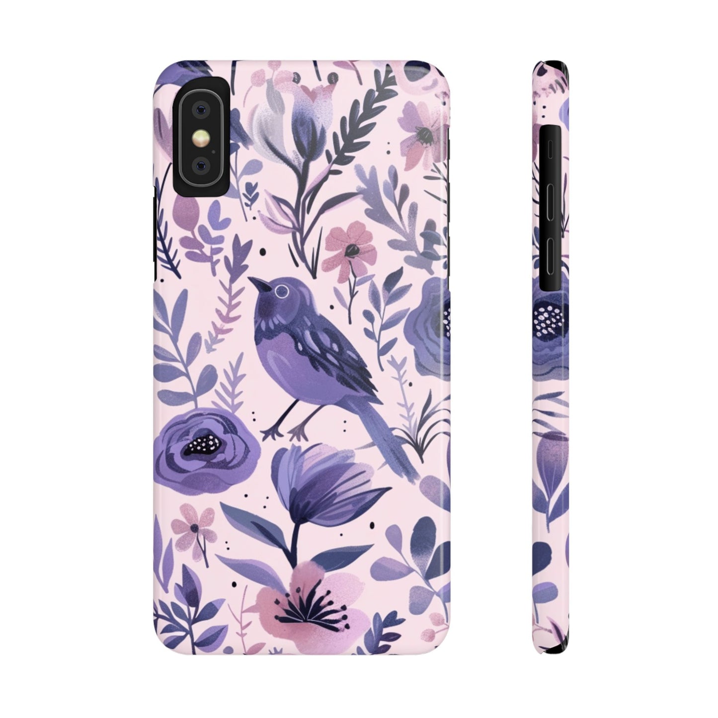 Floral Bird Slim Phone Case, Elegant Phone Cover, Cute Gift for Bird Lovers, Spring Vibes, Nature-Inspired