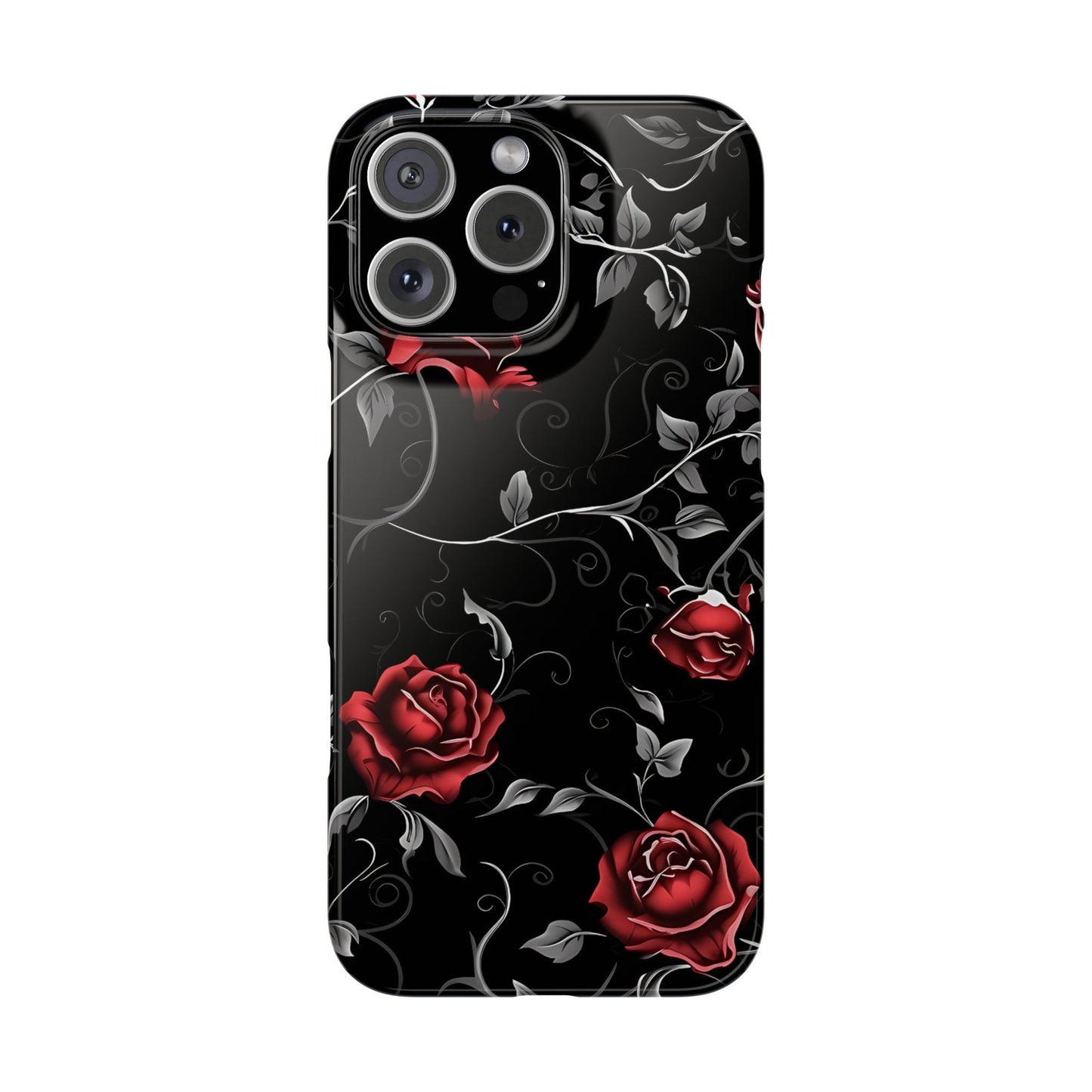 Elegant Floral Slim Phone Cases, Gothic Style Case, Rose Design Cover, Unique Gift for Her, Phone Accessories, Modern Chic