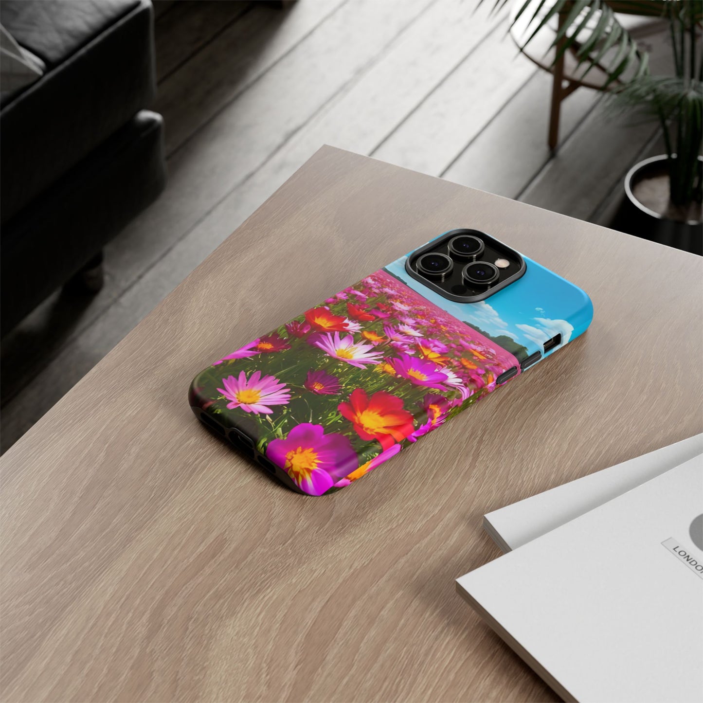 Flower Field Tough Phone Case - Wildflower Meadow Print, Colorful Nature Aesthetic, Compatible with iPhone, Galaxy, and Google Phones