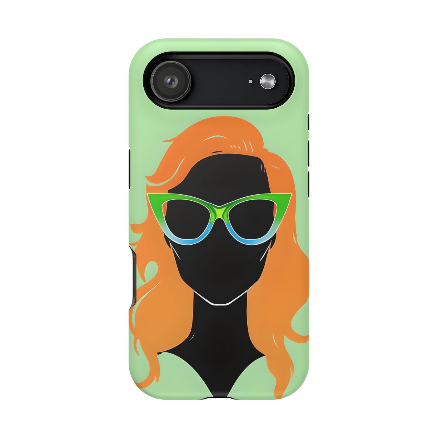 Ginger Woman Magnetic Phone Case, Irish Green Sunglasses Portrait, St Patricks Day Redhead Art Cover Compatible with iPhone