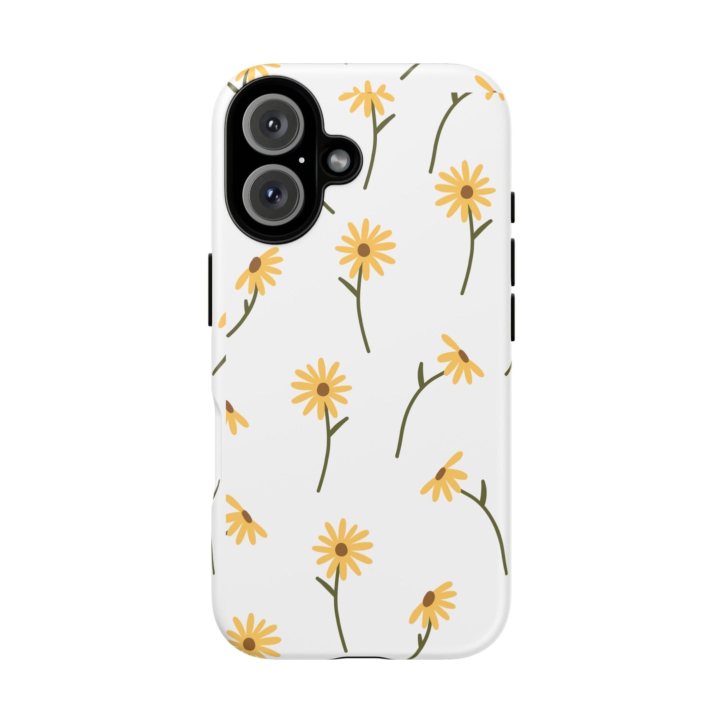 Sunflower Floral Tough Phone Case - Minimal Daisy-Inspired Print, Simple Botanical Aesthetic, Compatible with iPhone, Galaxy, and Google