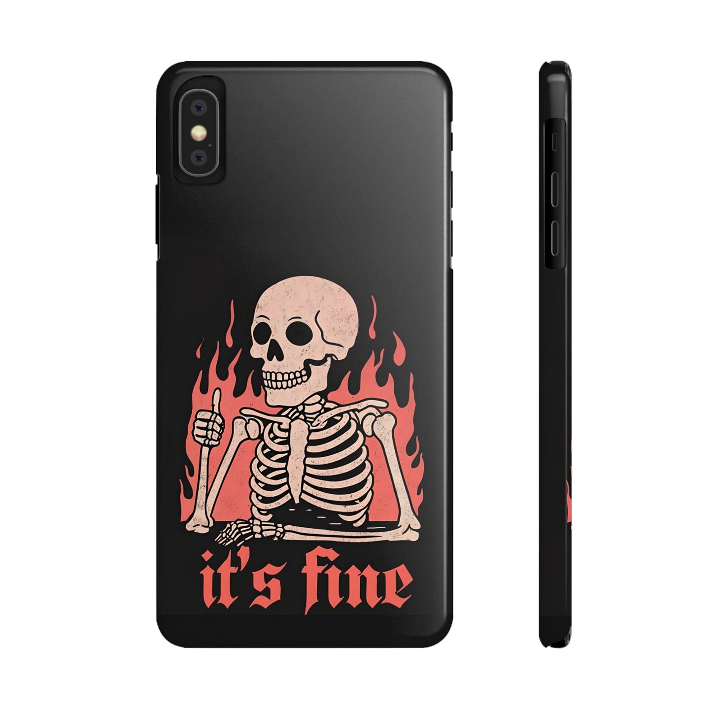 Skeleton It's Fine Phone Case, Slim Phone Cover, Halloween Gift, Gothic Style, Quirky Phone Accessories, Unique Slim Cases