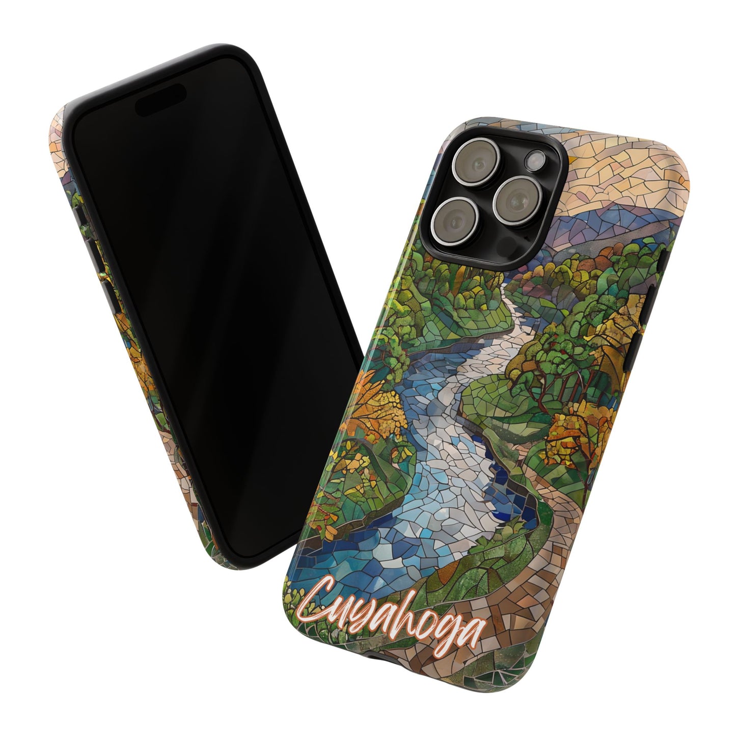 Cuyahoga Valley Mosaic Tough Phone Case - Midwest Forest Art, Scenic Nature Aesthetic, Compatible with iPhone, Galaxy, and Google Phones