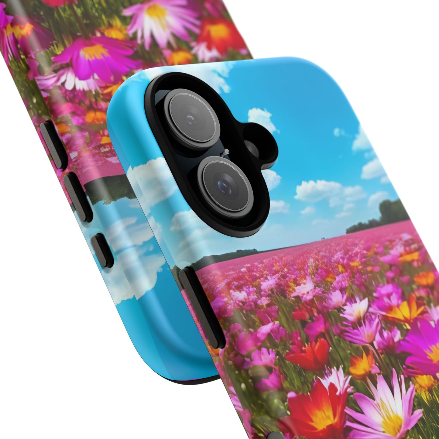Flower Field Tough Phone Case - Wildflower Meadow Print, Colorful Nature Aesthetic, Compatible with iPhone, Galaxy, and Google Phones