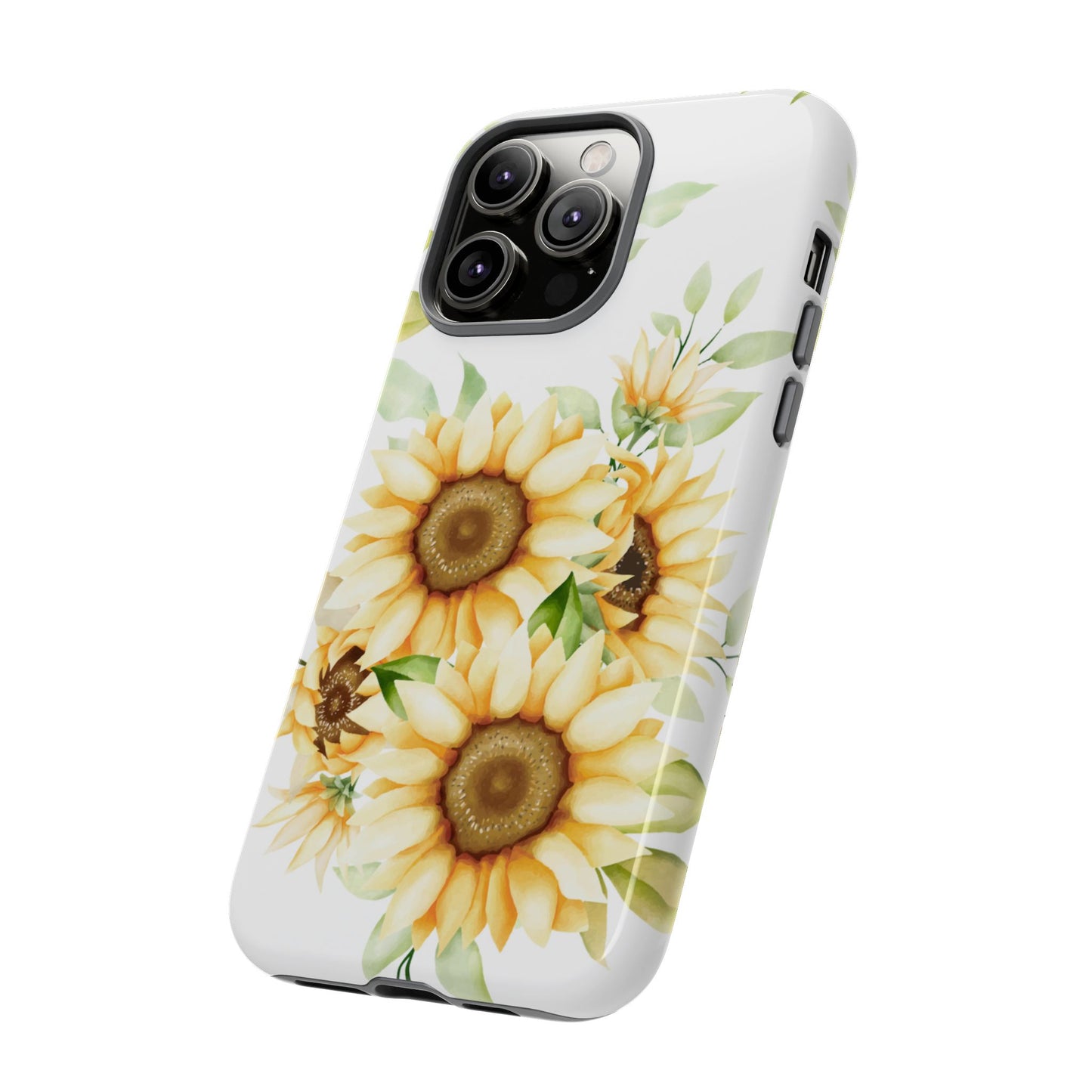 Sunflower Floral Tough Phone Case - Watercolor Botanical Art, Bright Nature Aesthetic, Compatible with iPhone, Galaxy, and Google Phones