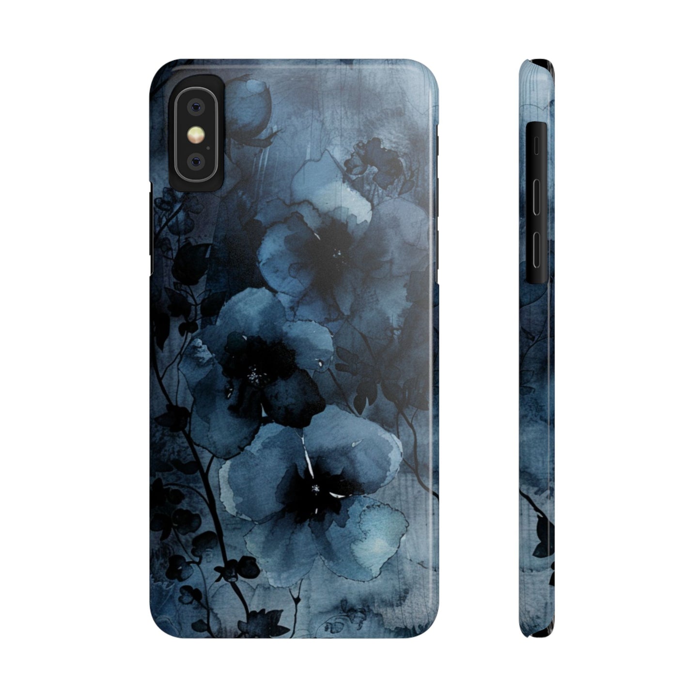 Elegant Floral Slim Phone Cases | Trendy Phone Cover, Blue Flower Design, Gift for Her, Stylish Mobile Case, Floral Accessories