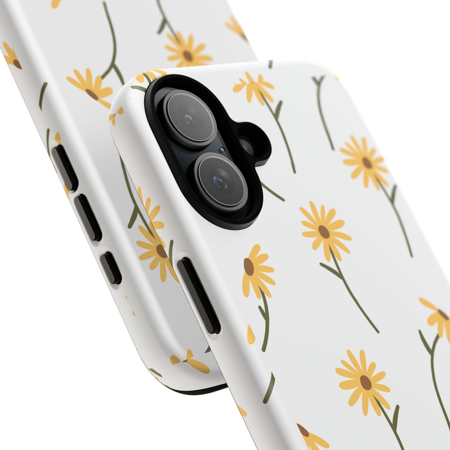 Sunflower Floral Tough Phone Case - Minimal Daisy-Inspired Print, Simple Botanical Aesthetic, Compatible with iPhone, Galaxy, and Google
