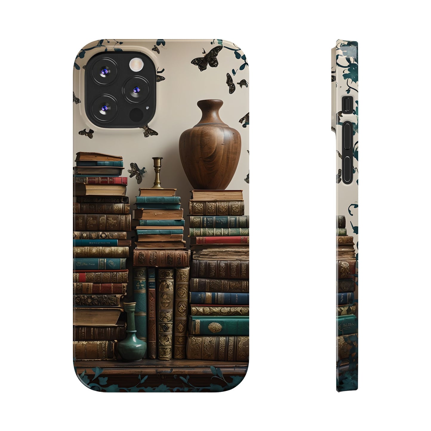 Bookshelf Butterfly Slim Phone Cases | Literary Gift, Reading Accessories, Unique Decor, Nature Lovers, Bookish Style