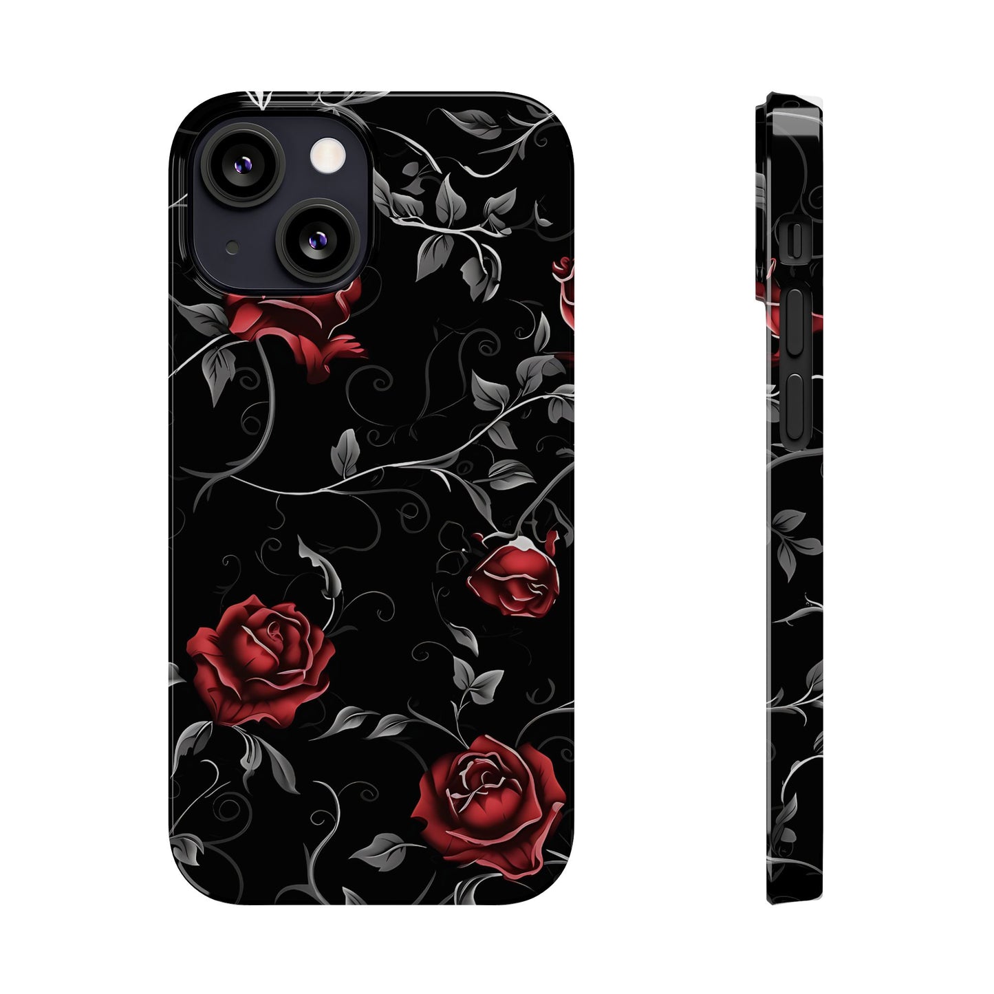 Elegant Floral Slim Phone Cases, Gothic Style Case, Rose Design Cover, Unique Gift for Her, Phone Accessories, Modern Chic