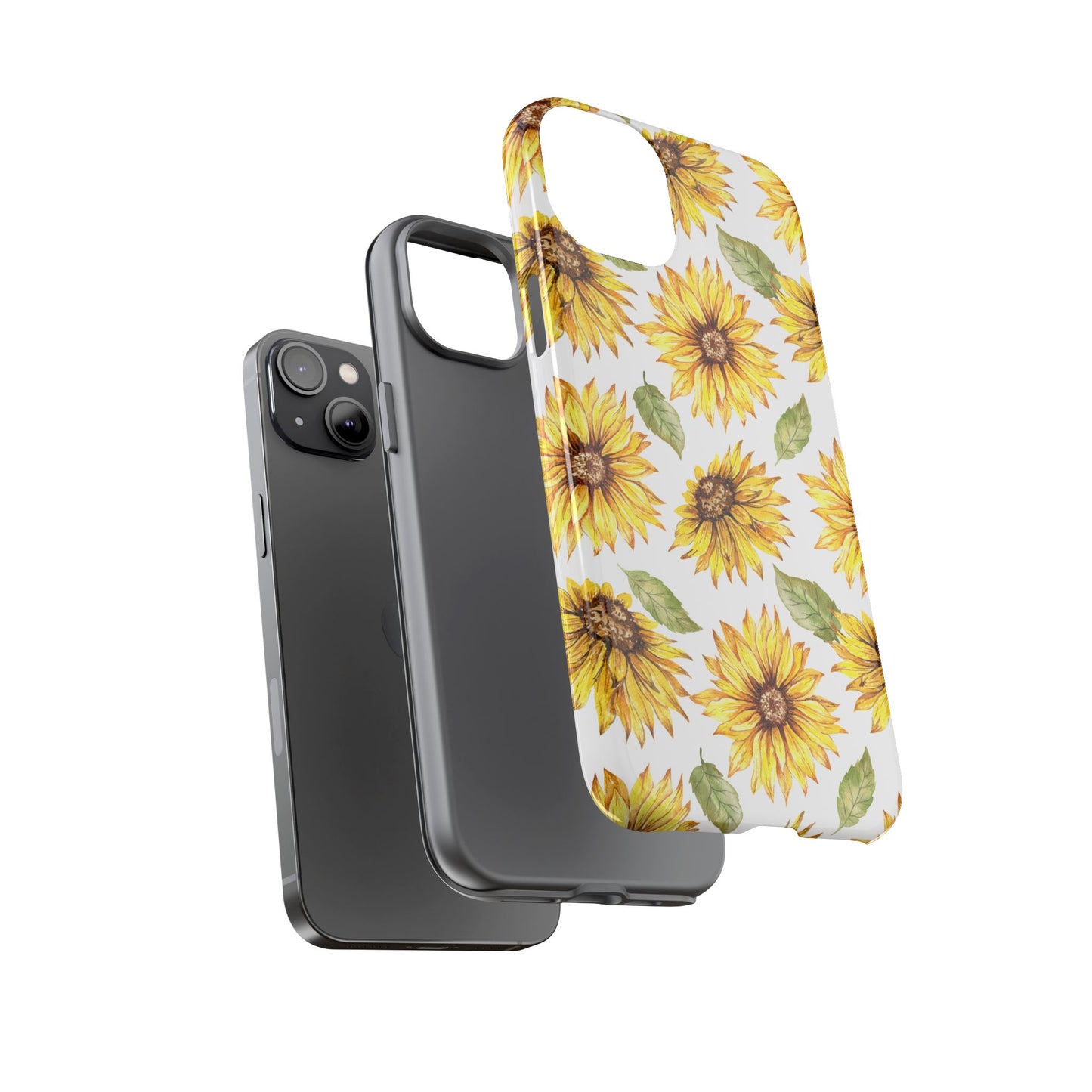 Sunflower Floral Tough Phone Case - Watercolor Botanical Print, Bright Nature Aesthetic, Compatible with iPhone, Galaxy, and Google Phones