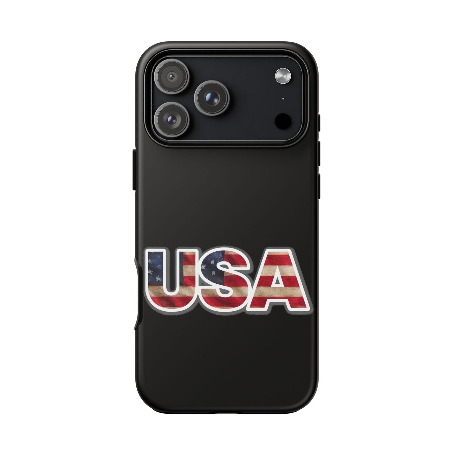 USA Tough Phone Case, Patriotic USA Flag Lettering Cover, compatible with iPhone 17, 16, 15, 14, 13, Galaxy, Google