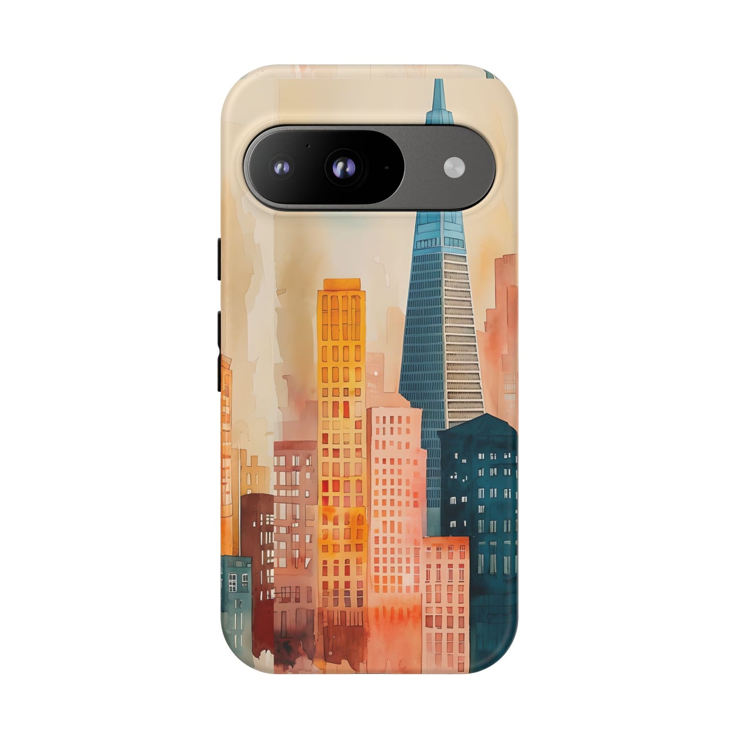 San Francisco Cityscape Tough Phone Case - Tropical Skyline Aesthetic, Sunset Beach Urban Art, Compatible with iPhone, Galaxy, and Google