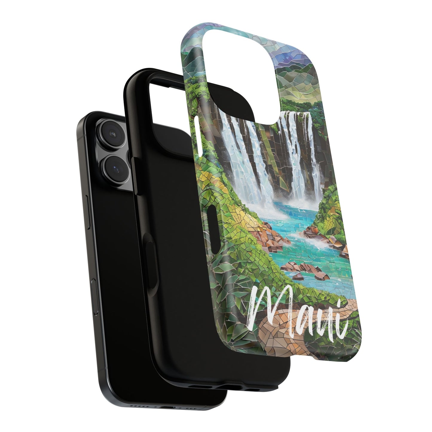 Haleakala National Park Phone Case, Mosaic Phone Case, Hawaii Nature Art National Park Gift Scenic Waterfall Phone Cover Landscape Aesthetic