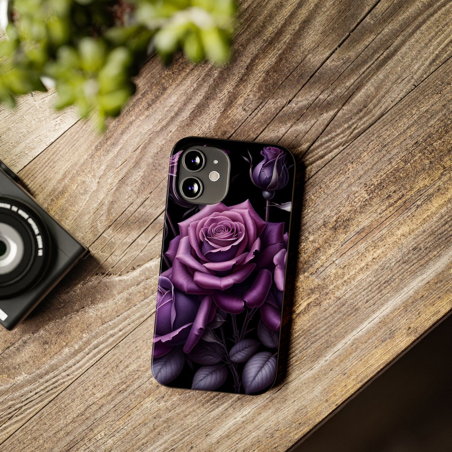 Purple Rose Slim Phone Cases, Floral Phone Cover, Elegant Smartphone Case, Gift for Her, Mother's Day Accessories