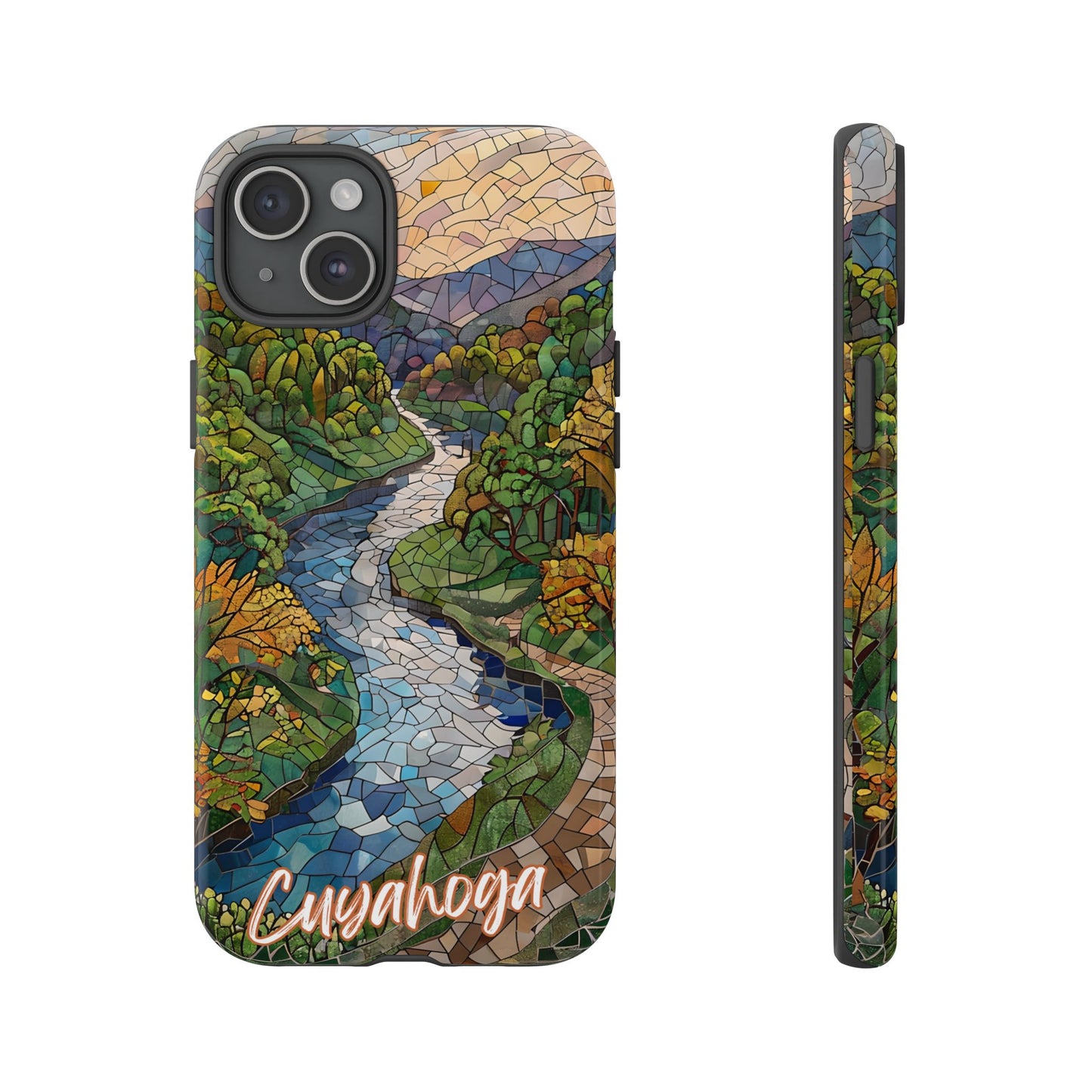Cuyahoga Valley Mosaic Tough Phone Case - Midwest Forest Art, Scenic Nature Aesthetic, Compatible with iPhone, Galaxy, and Google Phones
