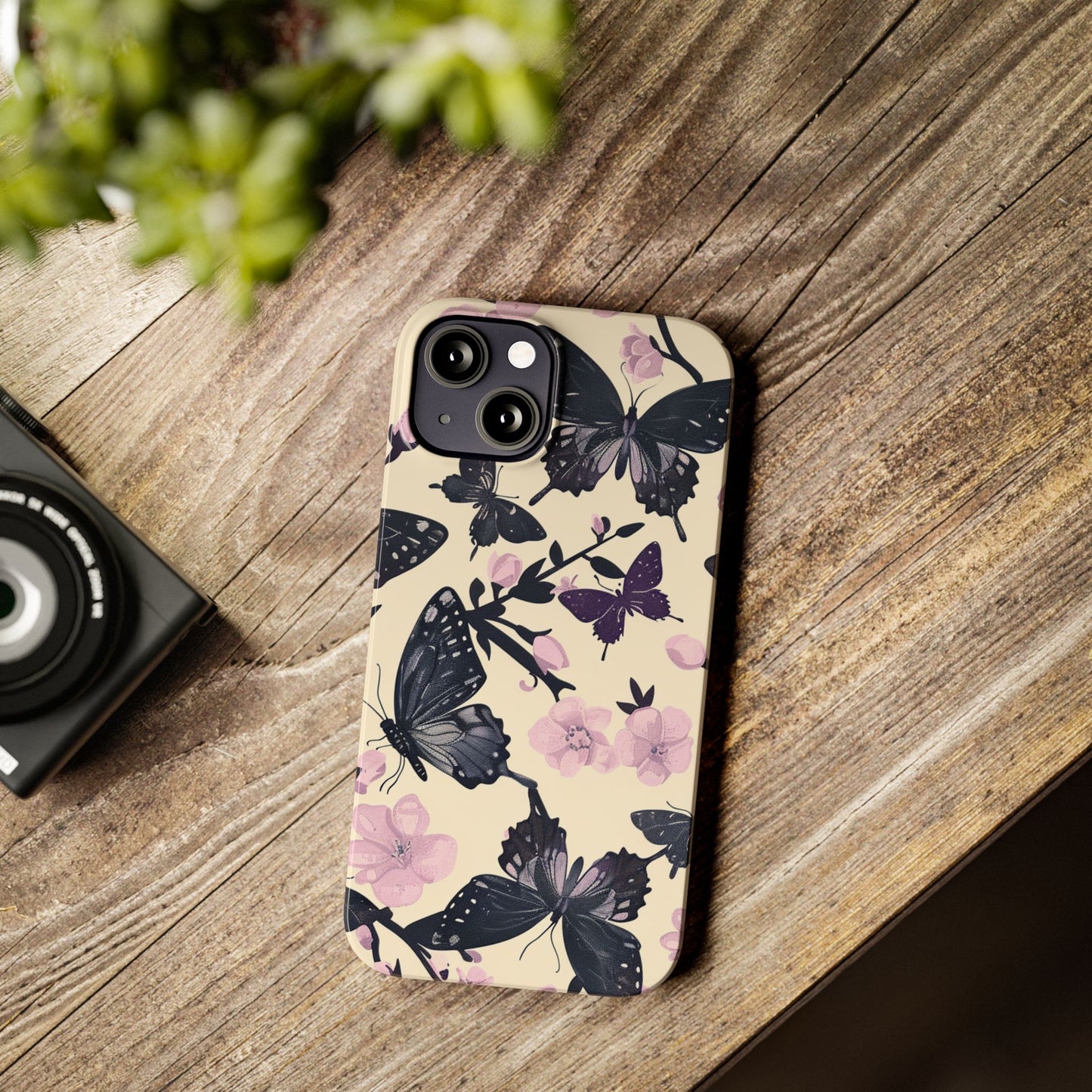 Butterfly Floral Slim Phone Cases, Elegant Butterfly Design, Nature Lover Gift, Phone Accessory, Stylish Cases for Women