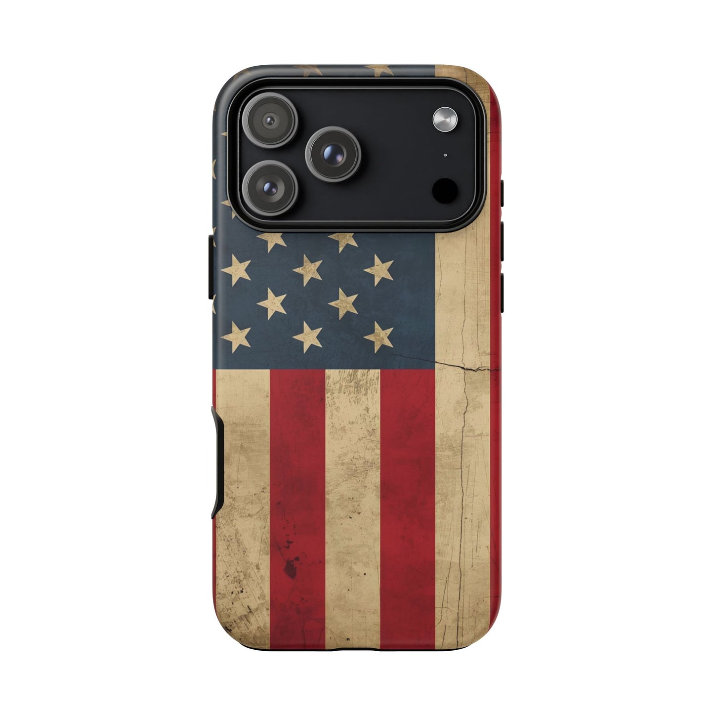 Rustic Flag Tough Phone Case, American Grunge USA Phone Cover, compatible with iPhone 17, 16, 15, 14, 13, Galaxy, Google