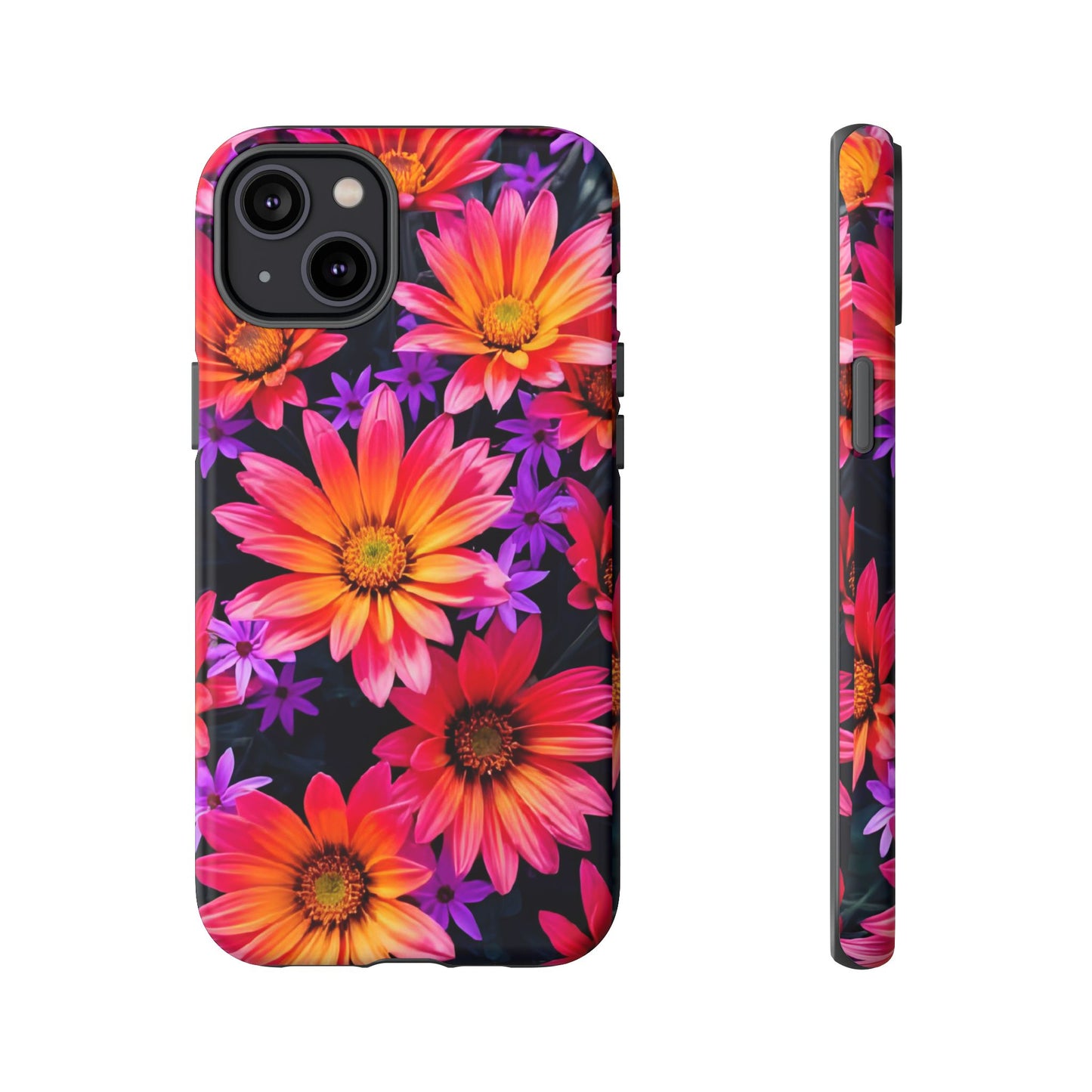Bold Garden Flower Tough Phone Case - Colorful Floral Print, Bright Botanical Aesthetic, Compatible with iPhone, Galaxy, and Google Phones