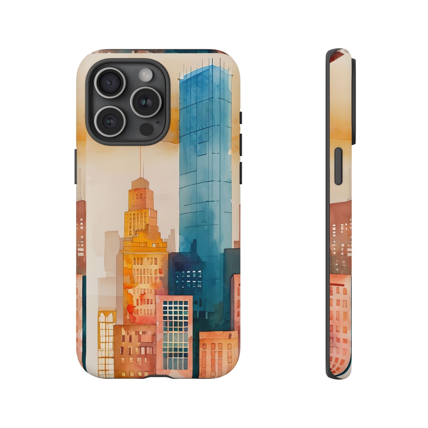 Boston Cityscape Tough Phone Case - Tropical Skyline Aesthetic, Sunset Beach Urban Art, Compatible with iPhone, Galaxy, and Google Phones