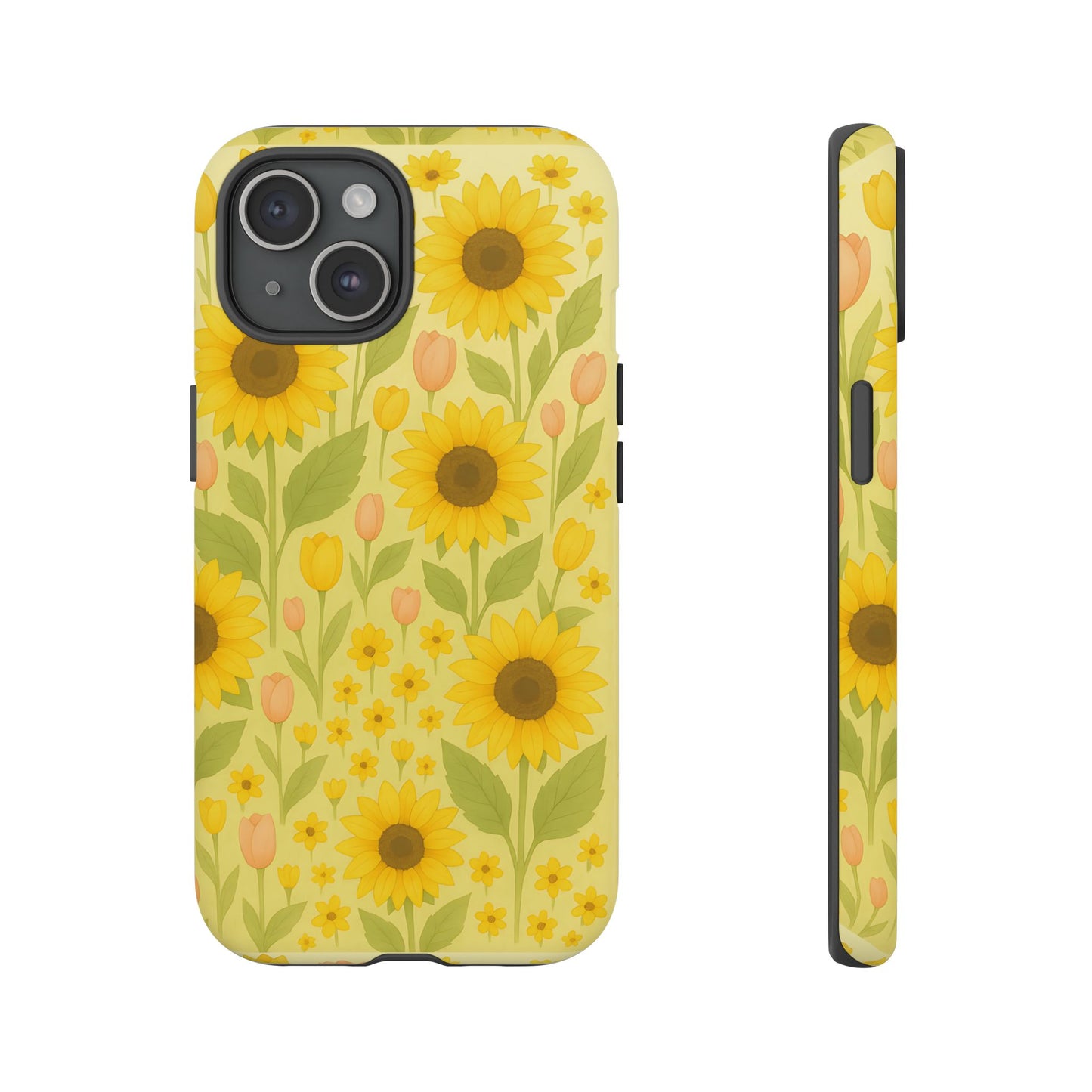 Sunflower Floral Phone Case, Watercolor Botanical Print, Aesthetic Tough Phone Case, Compatible with iPhone, Galaxy, Google