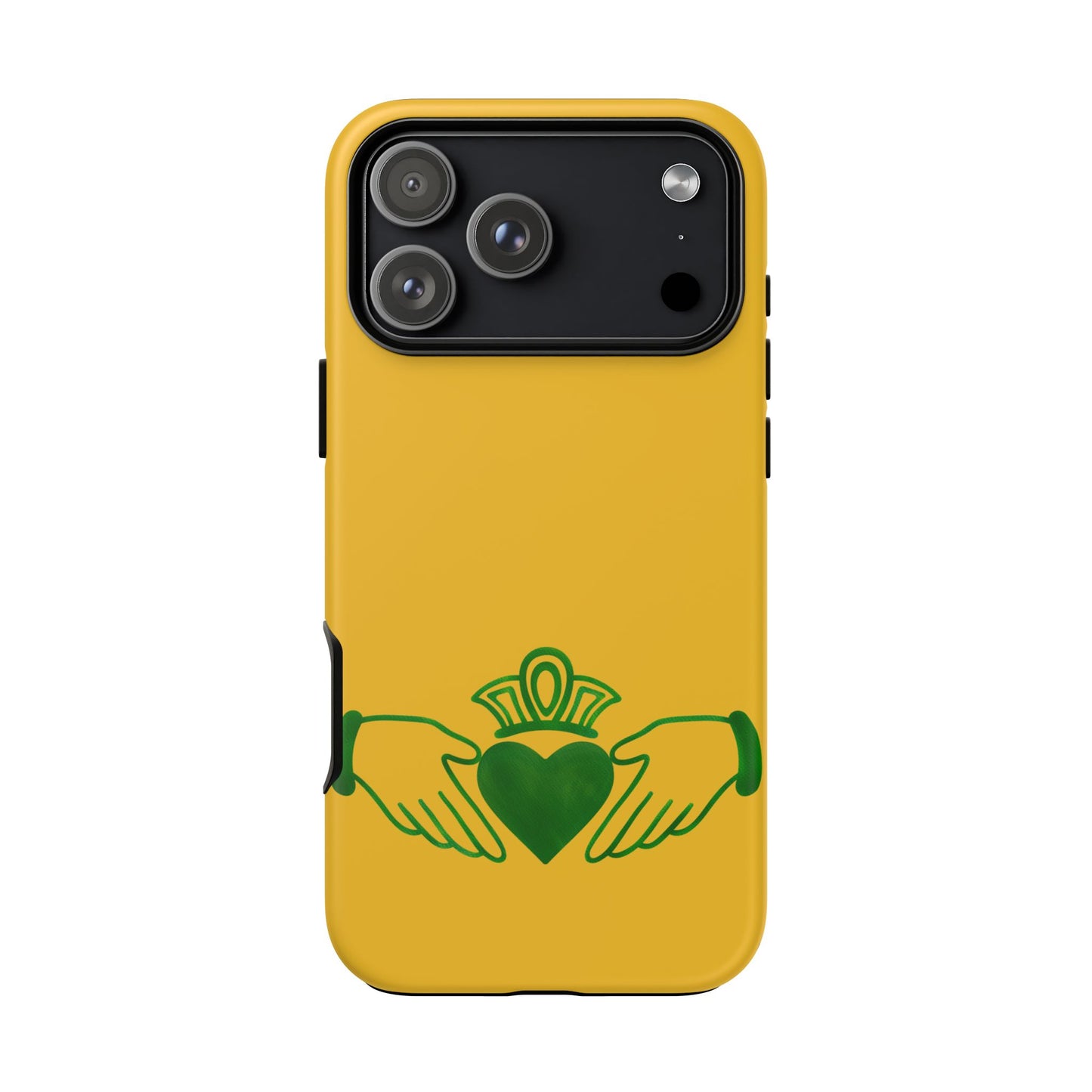 Tough Case Irish Claddagh Symbol Gold and Green Design Phone Cover Compatible with iPhone 17, 16, 15, 14, 13, Galaxy, Google, Ireland Art