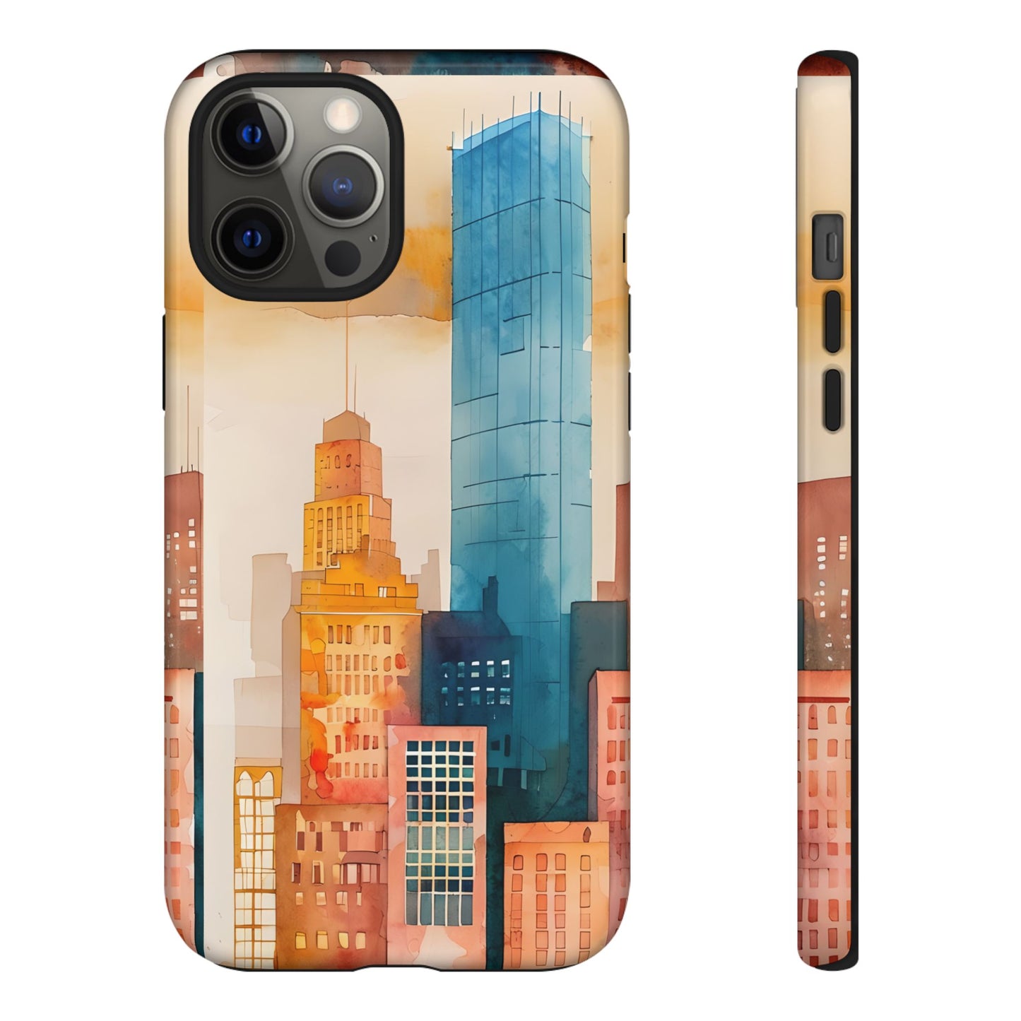 Boston Cityscape Tough Phone Case - Tropical Skyline Aesthetic, Sunset Beach Urban Art, Compatible with iPhone, Galaxy, and Google Phones