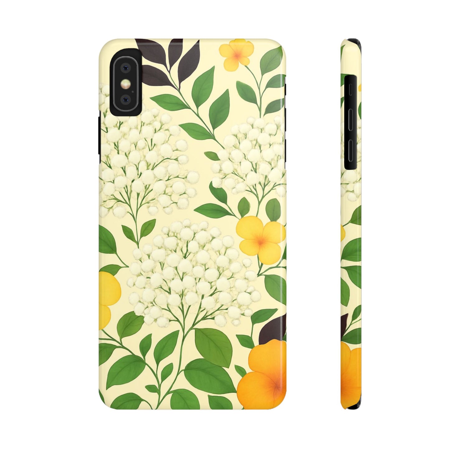 Delicate Floral Print Phone Case, Autumn Botanical Slim Phone Case, Aesthetic Flower Phone Cover Compatible with iPhone, Galaxy, Google