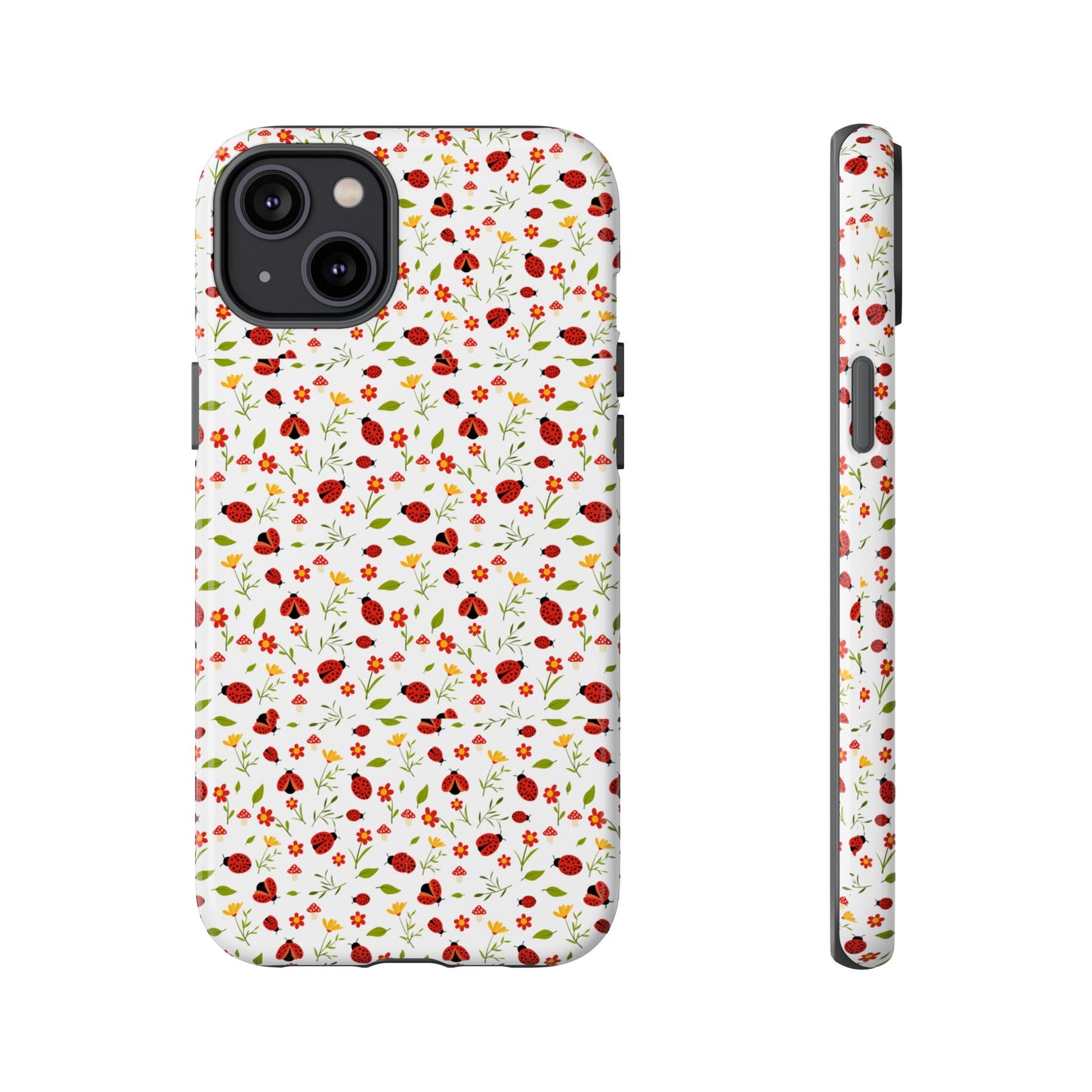Ladybug Tough Phone Case - Cute Insect Aesthetic, Nature-Inspired Pattern Art, Compatible with iPhone, Galaxy, and Google Phones