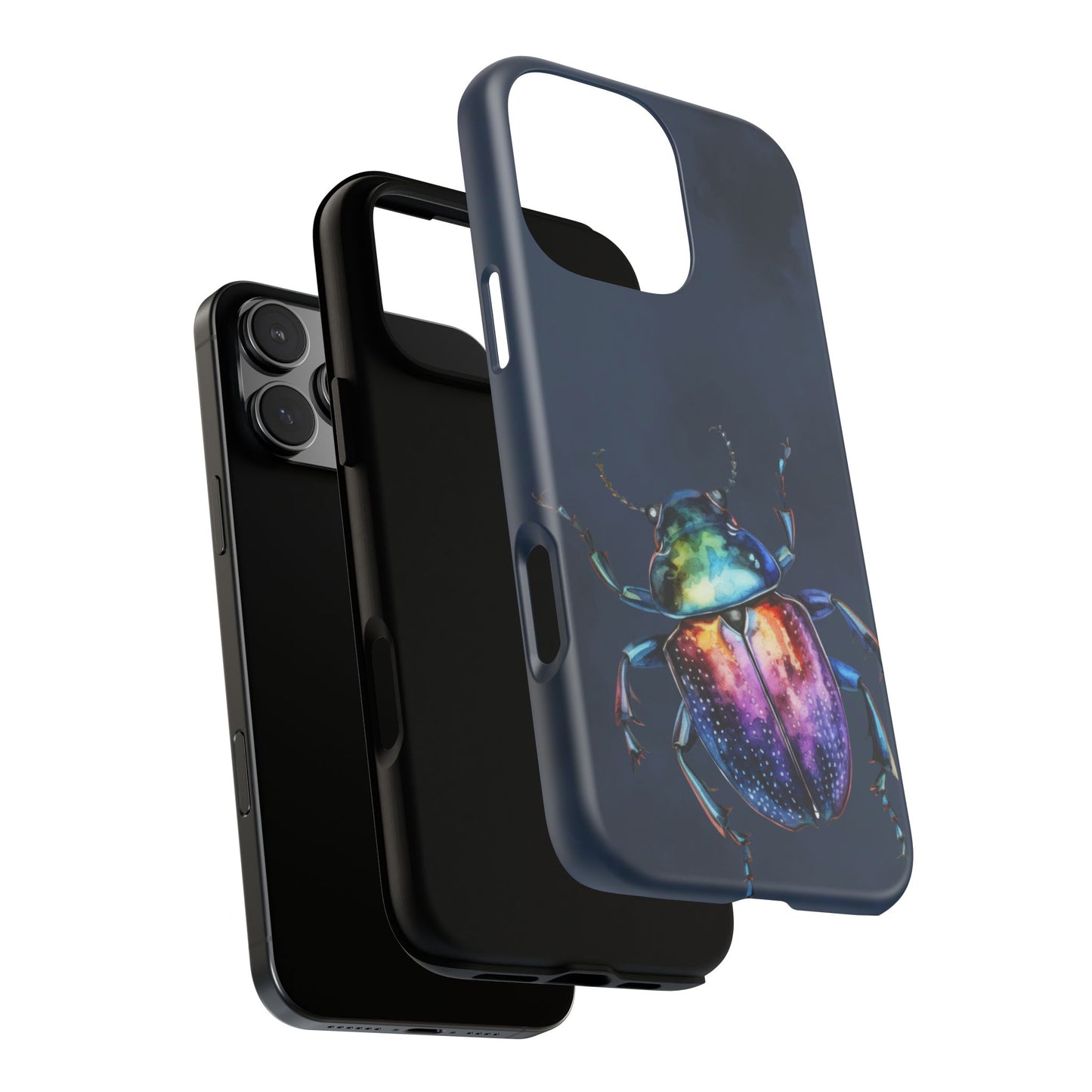 Iridescent Beetle Tough Phone Case - Insect Art Design, Nature-Inspired Pattern, Compatible with iPhone, Galaxy, and Google Phones