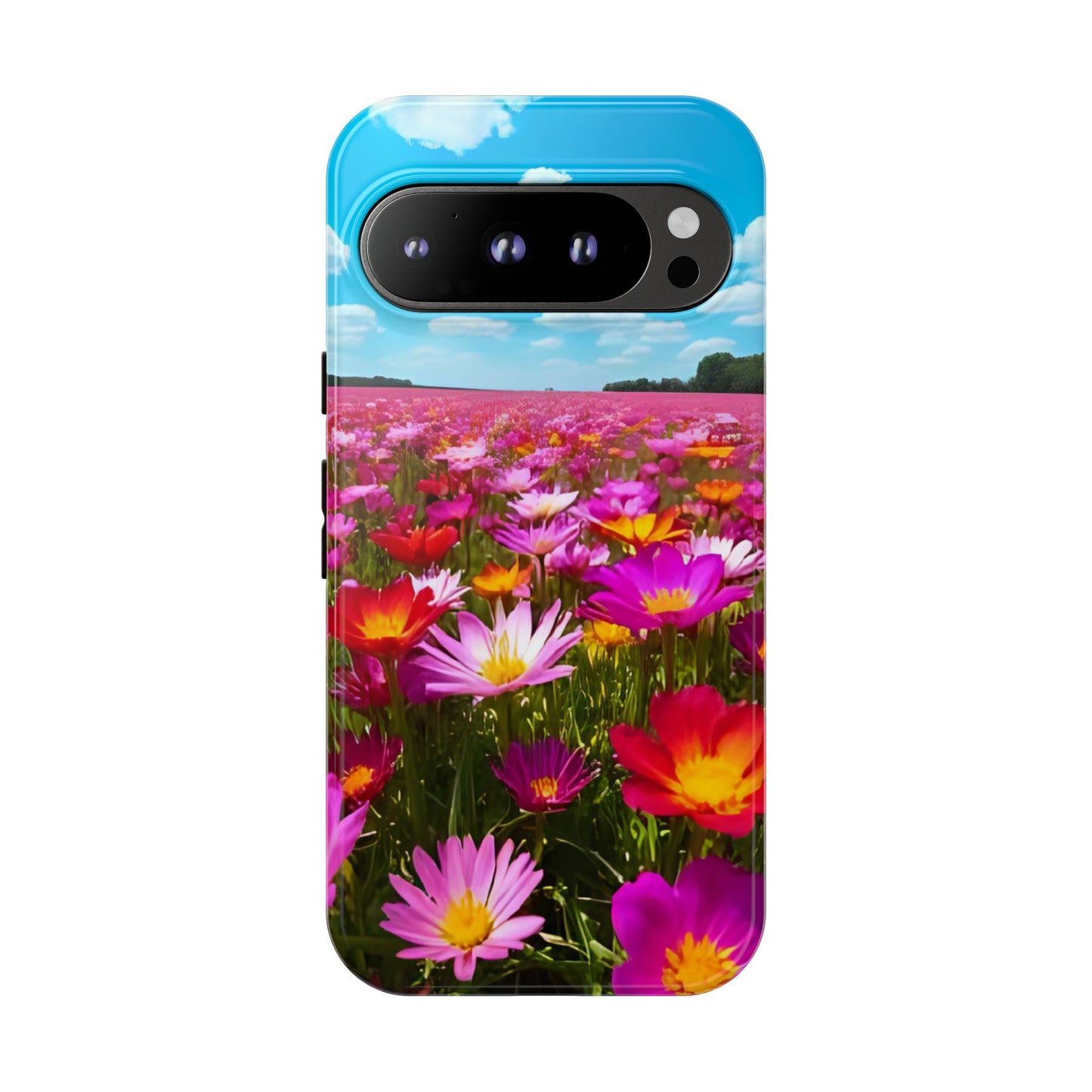 Flower Field Tough Phone Case - Wildflower Meadow Print, Colorful Nature Aesthetic, Compatible with iPhone, Galaxy, and Google Phones