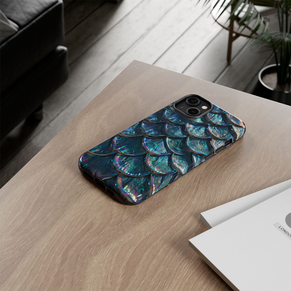Mermaid Scale Tough Phone Case, Holographic Ocean Aesthetic, Compatible with iPhone 17 16 15 14 13, Galaxy, Google