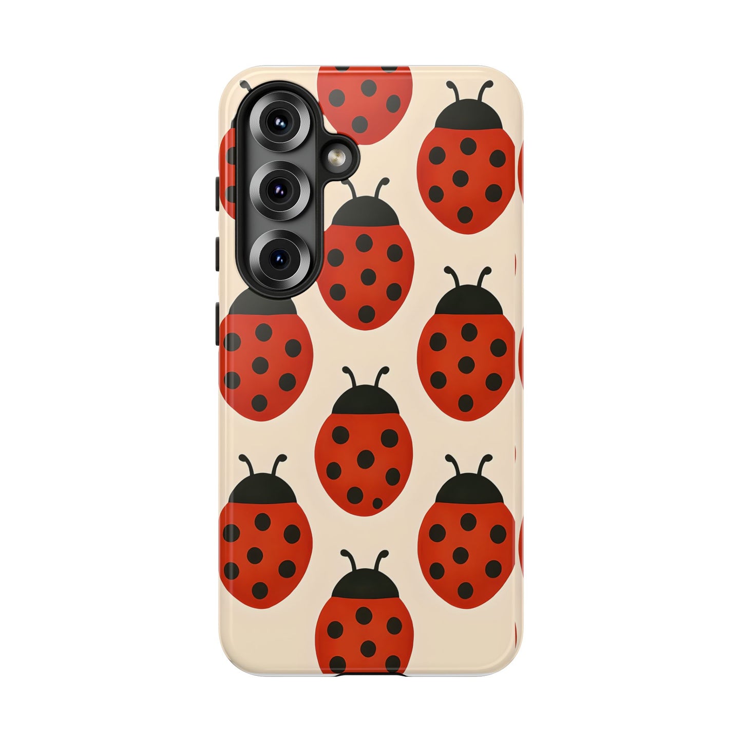 Cute Ladybug Tough Phone Case - Red and Black Insect Pattern, Nature-Inspired Design, Compatible with iPhone, Galaxy, and Google Phones