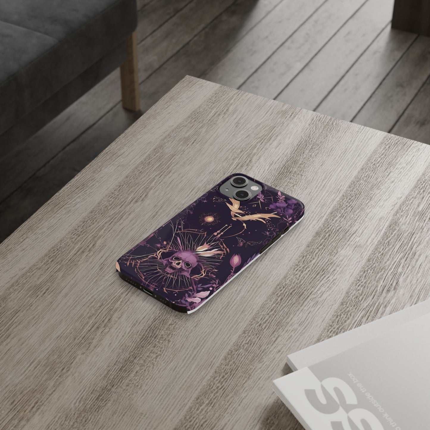 Gothic Floral Slim Phone Cases, Ghostly Style Mobile Cover, Dark Aesthetic Gift, Unique Protective Case, Perfect for Halloween