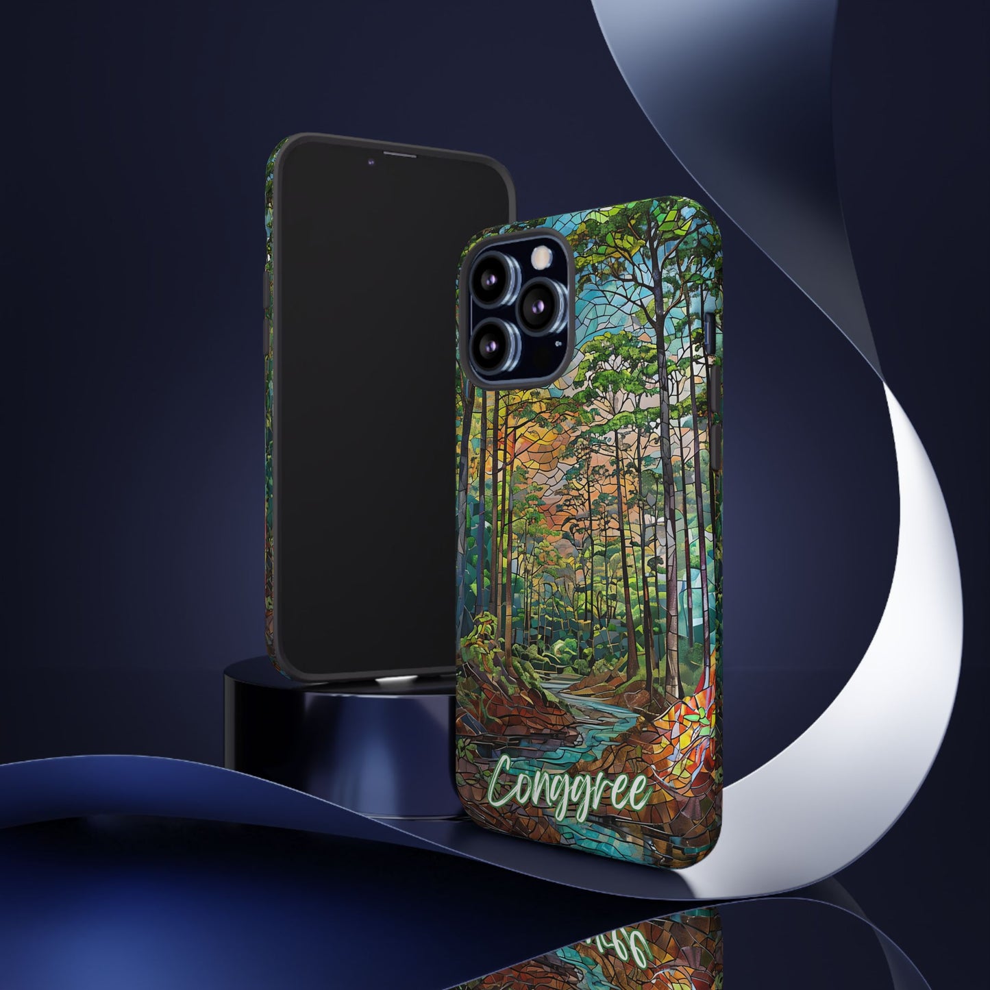 Congaree Mosaic Tough Phone Case - Lush Swamp Forest Art, Southeast Nature Aesthetic, Compatible with iPhone, Galaxy, and Google Phones