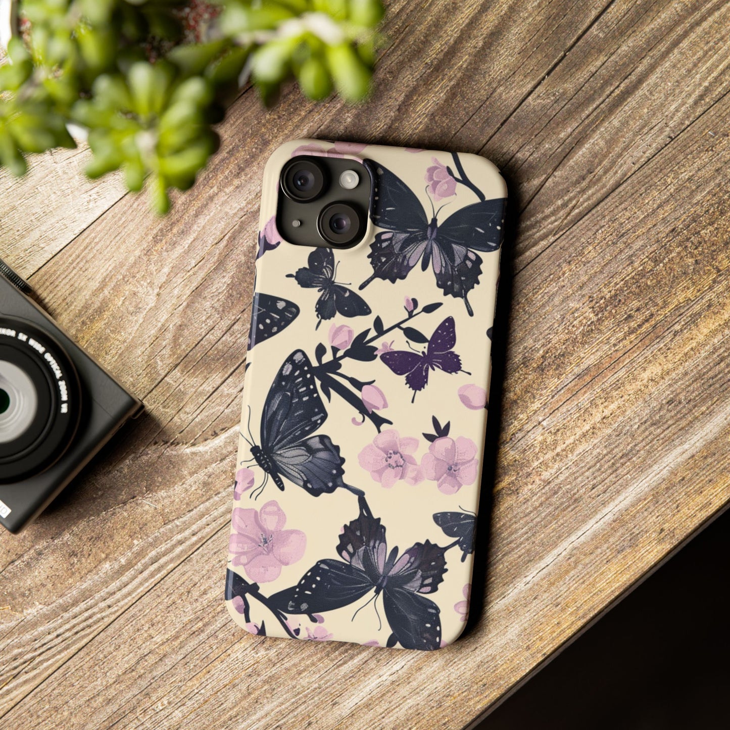 Butterfly Floral Slim Phone Cases, Elegant Butterfly Design, Nature Lover Gift, Phone Accessory, Stylish Cases for Women