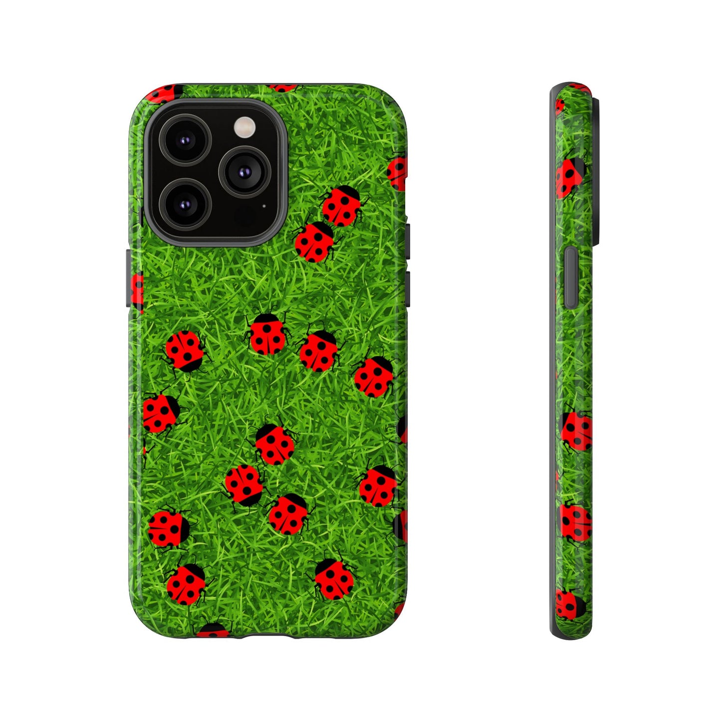Ladybug Tough Phone Case - Cute Insect Aesthetic, Nature Pattern Art Design, Compatible with iPhone, Galaxy, and Google Phones